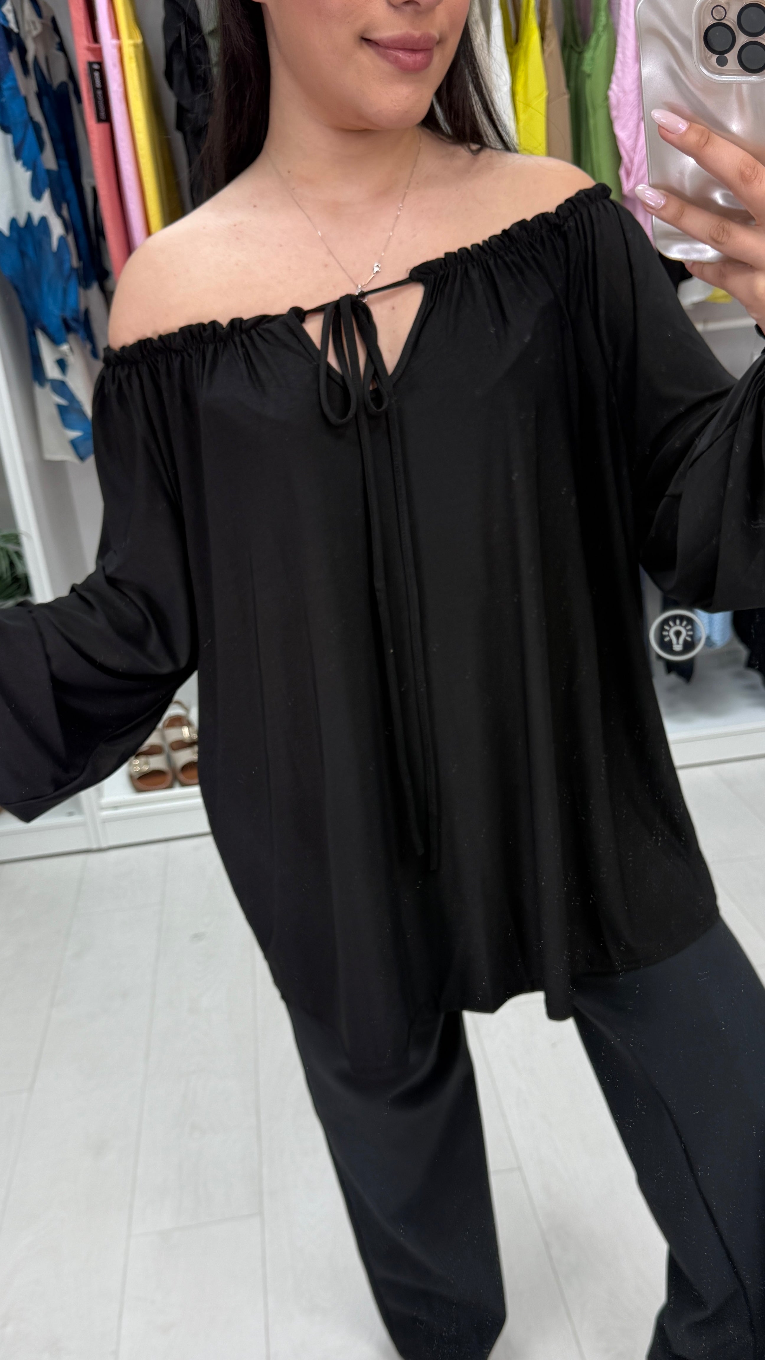 Teresa Plain Loose Fit Bardot Top