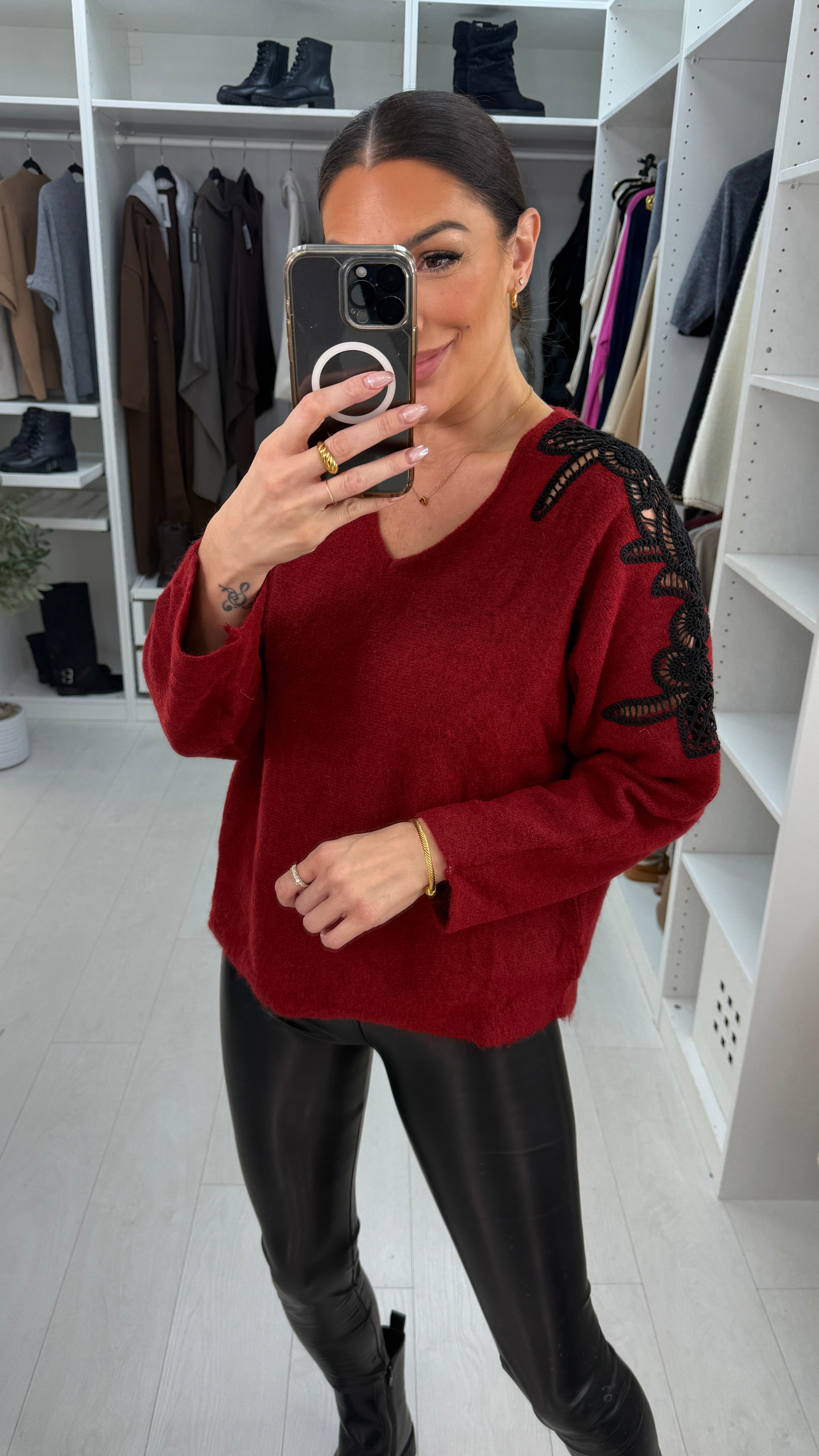 Rozlyn Super Soft Crochet Sleeve Detail Jumper