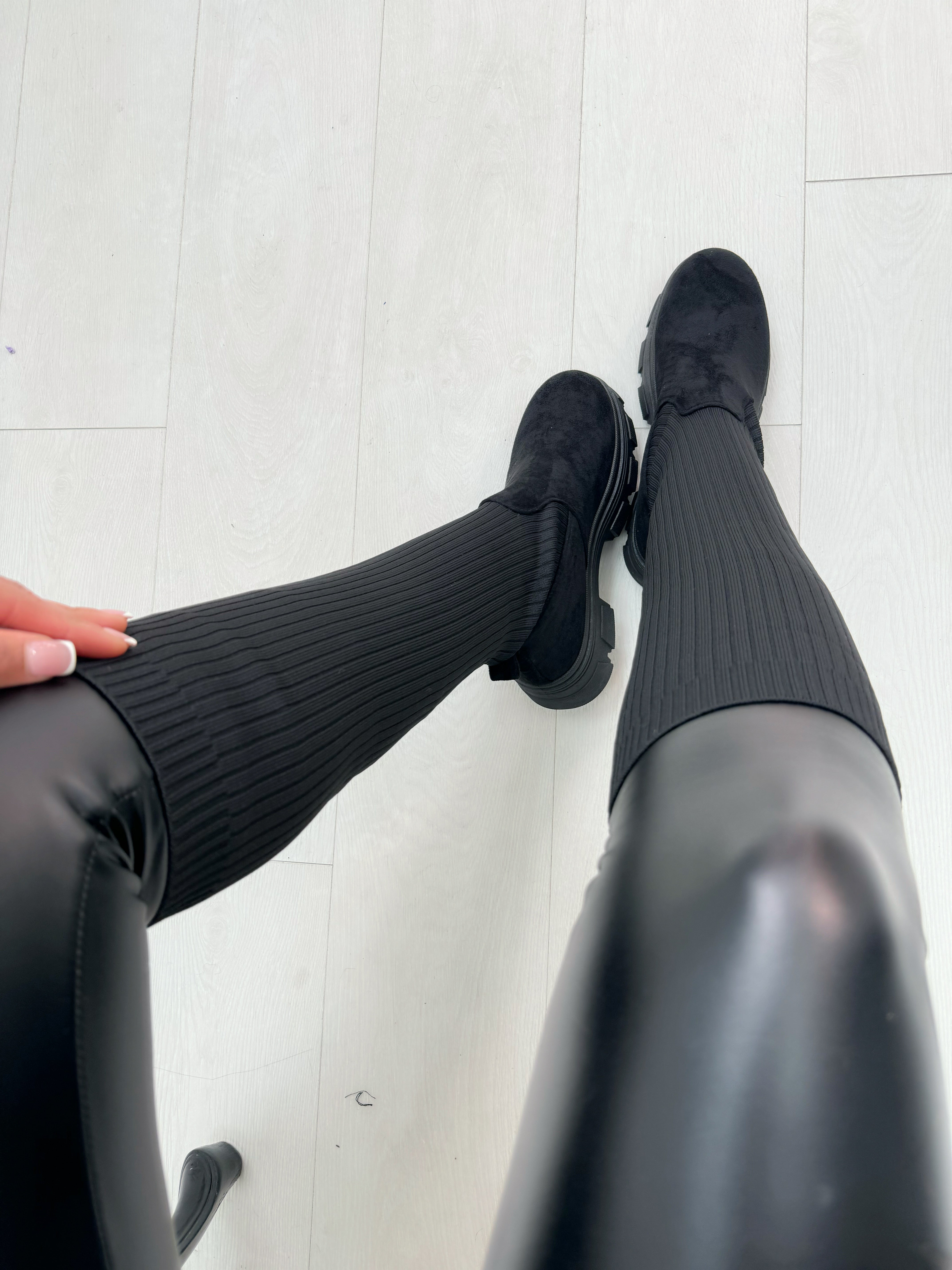 Cali Ribbed Sock Knee High Boots