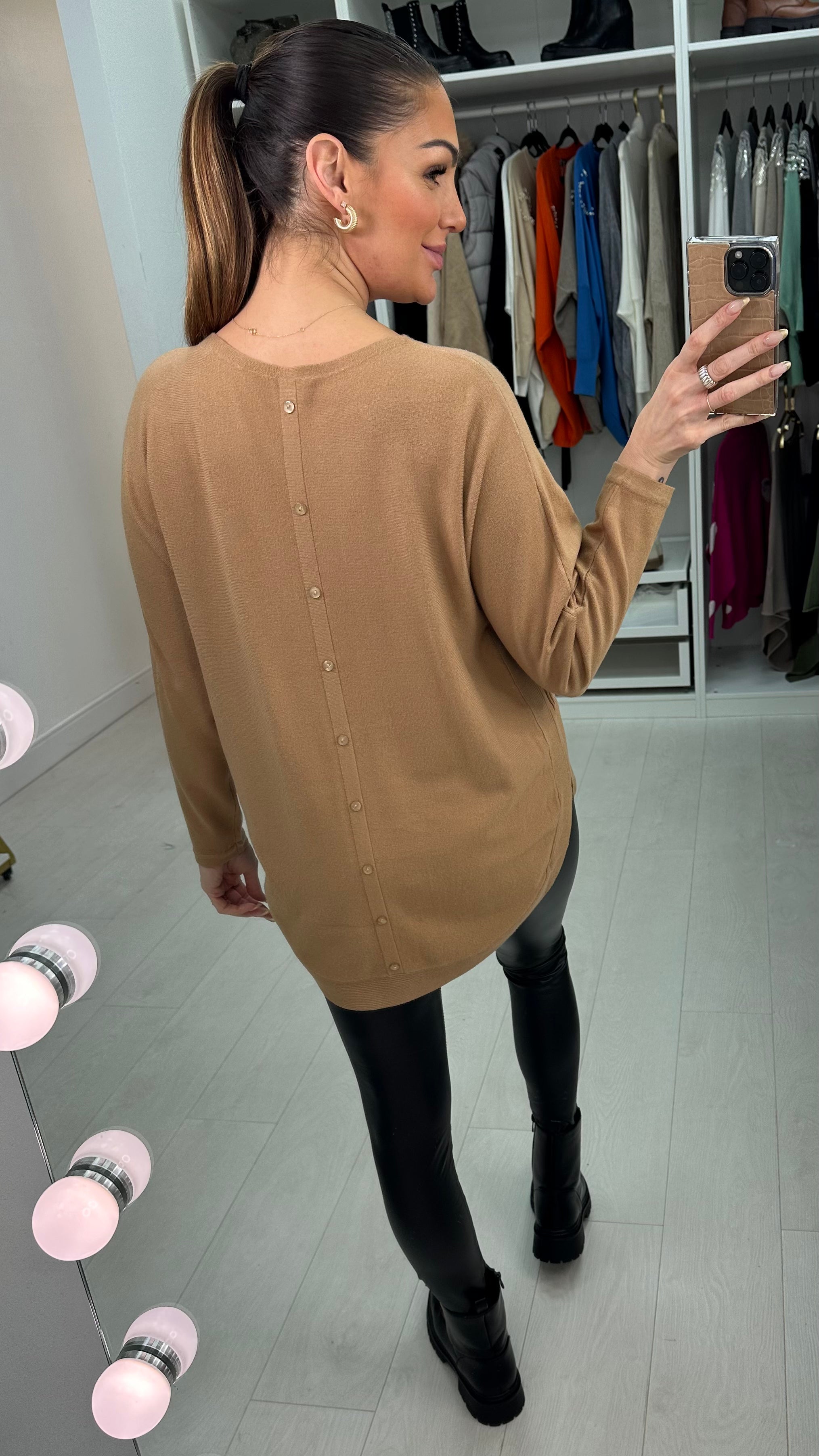 Rylan Pocket Front Button Back Jumper