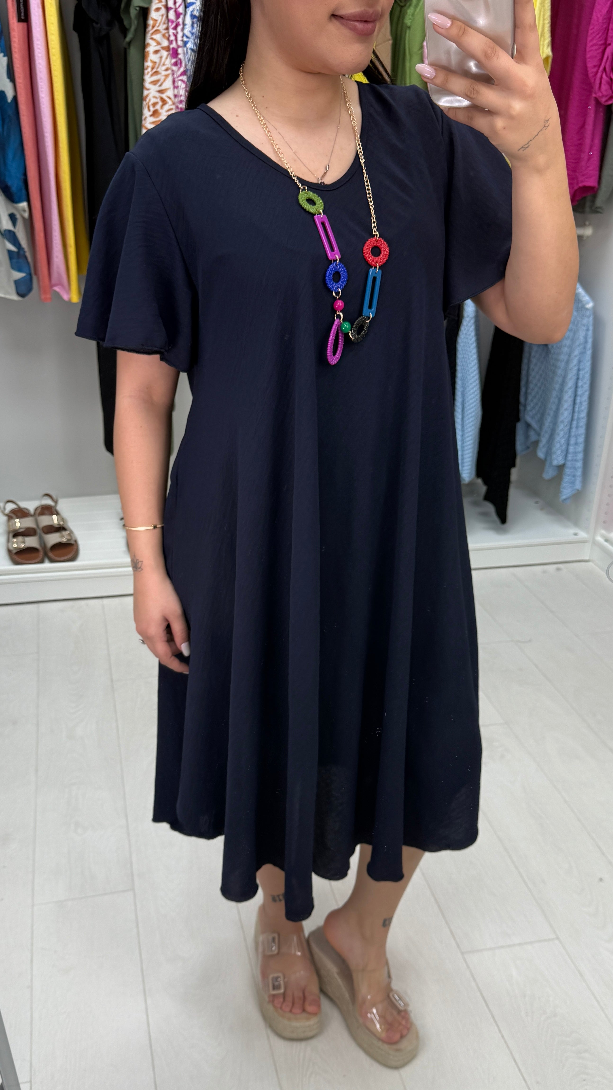Amira Loose Fit Dress With Necklace