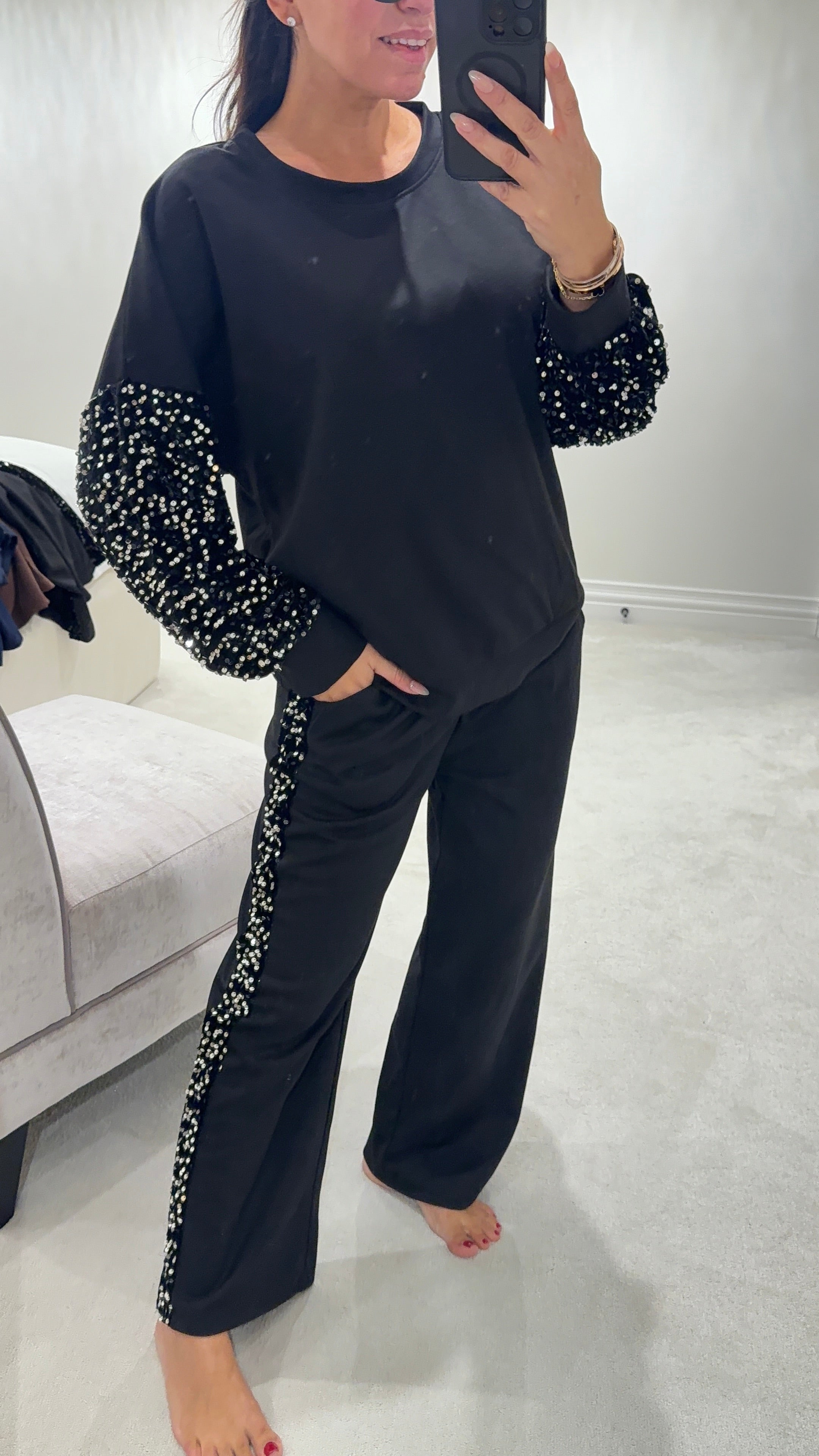 Tarin Sequin Detail Loungewear Set