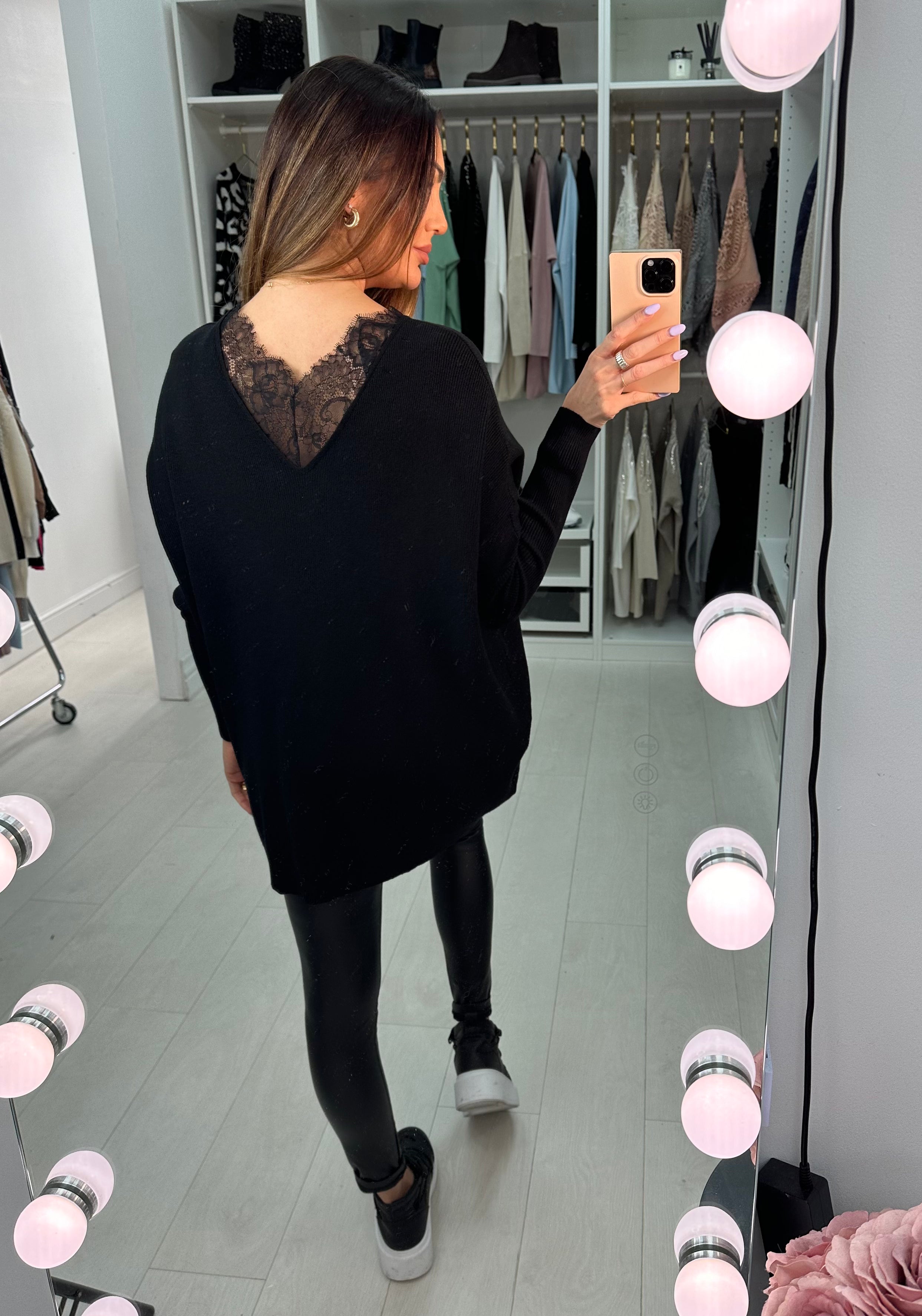 Flossie Lace And Front Diamante Bow Jumper