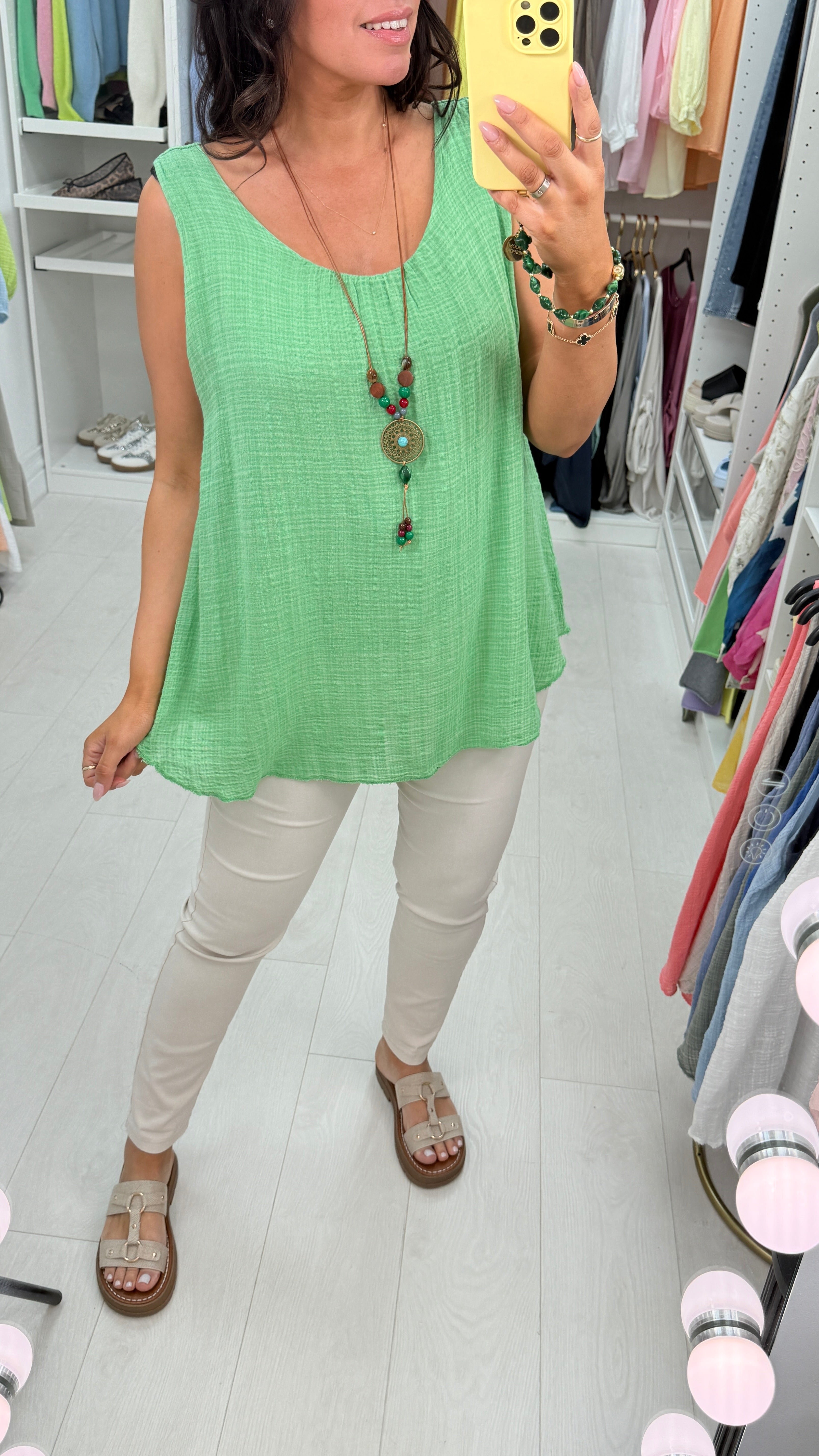 Eira Cheesecloth Textured Necklace Vest Top