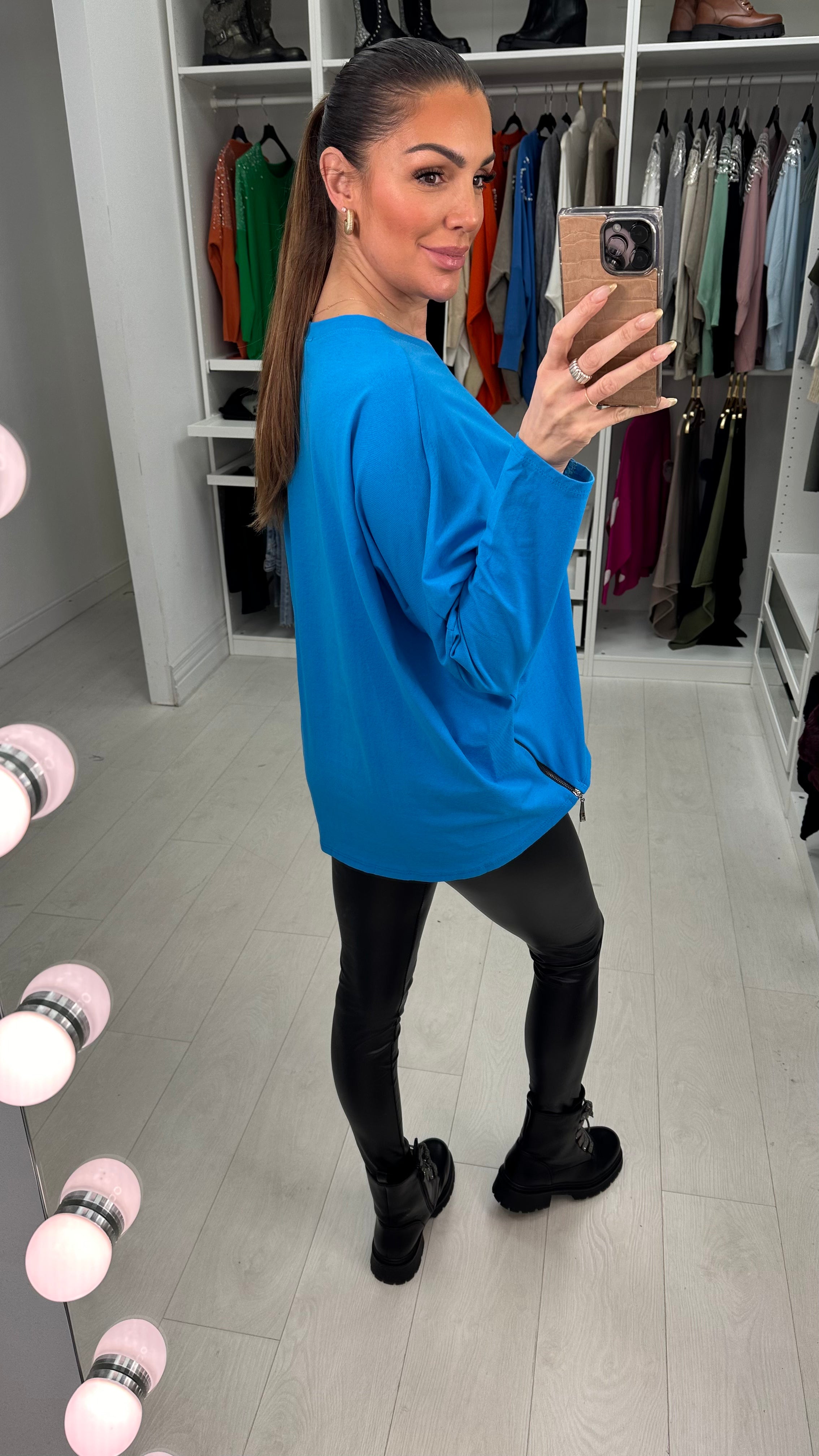 Etta Drop Shoulder Zip Detailed Top