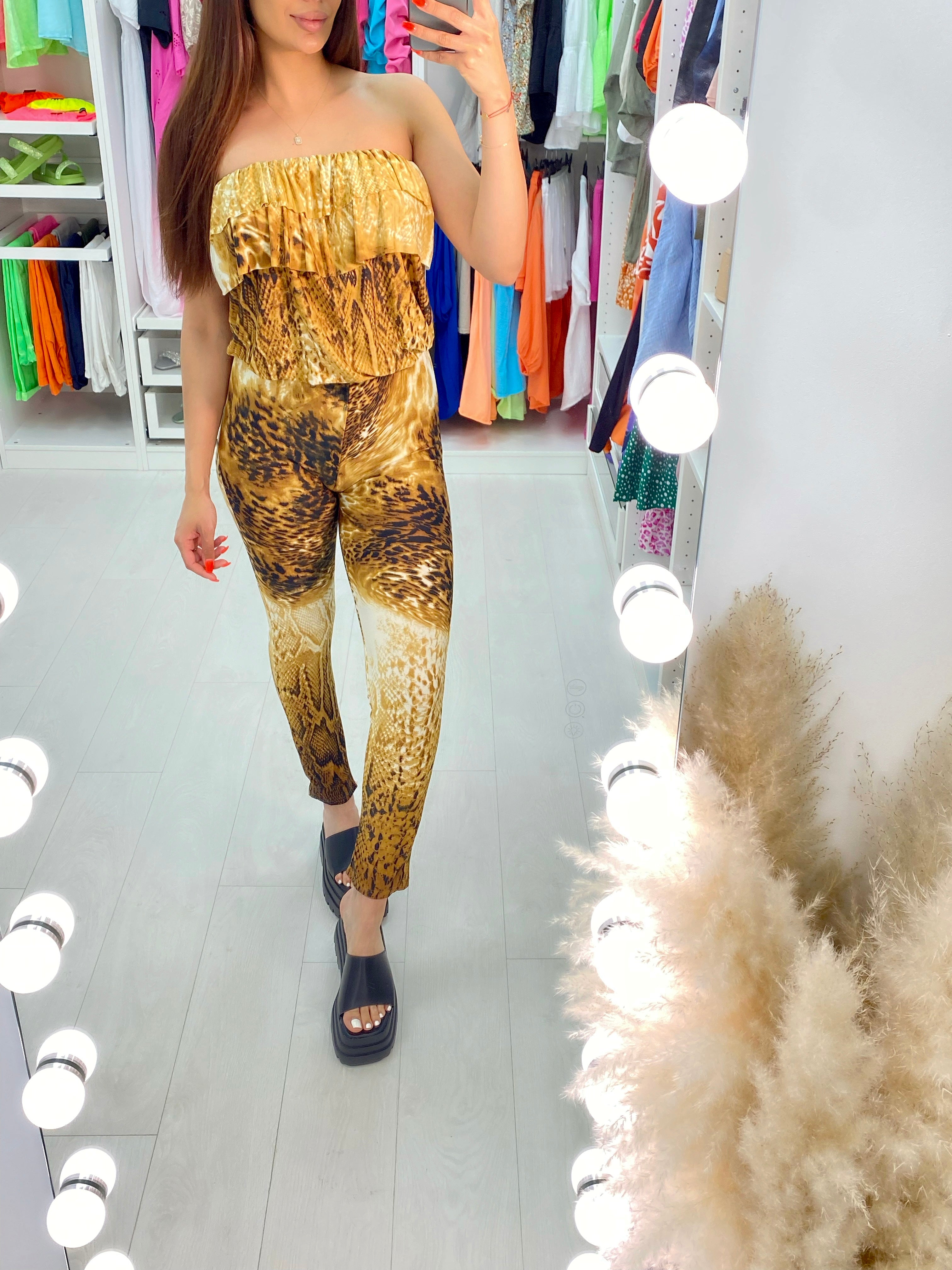 Benson Snake Print Ruffle Bandeau Jumpsuit