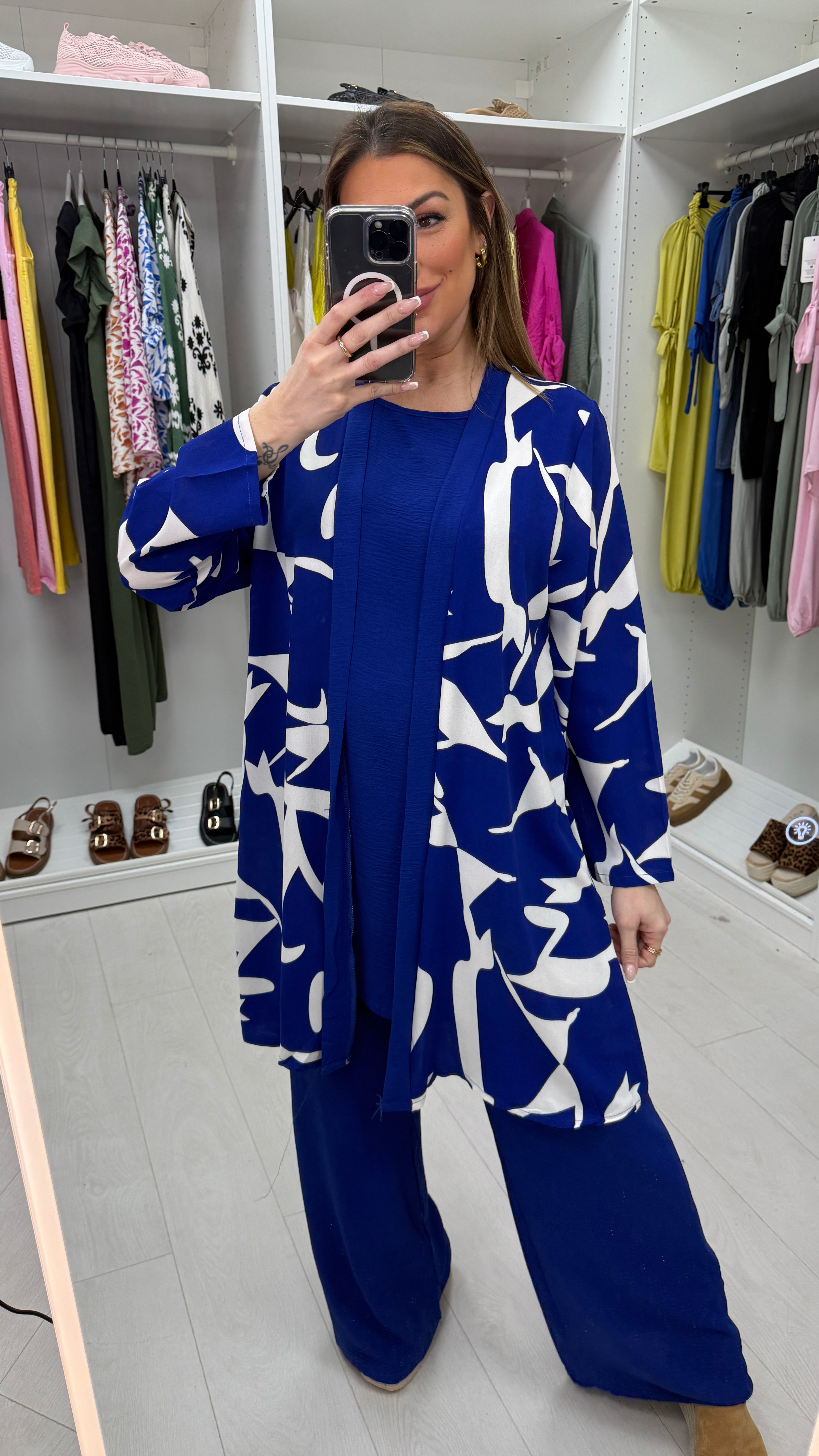 Anne Abstract Print 2-In-1 Kimono Co-Ord Set