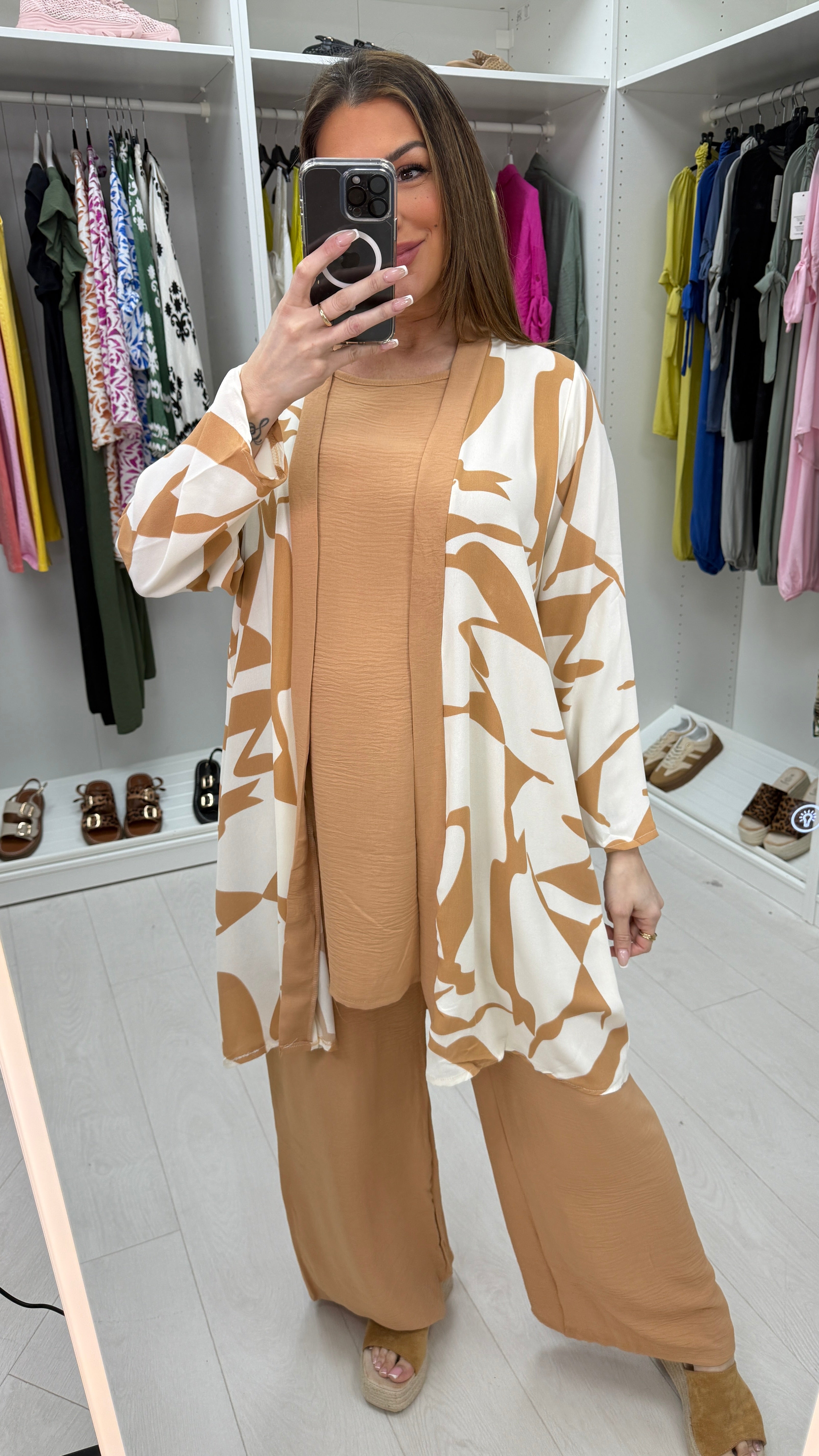 Anne Abstract Print 2-In-1 Kimono Co-Ord Set