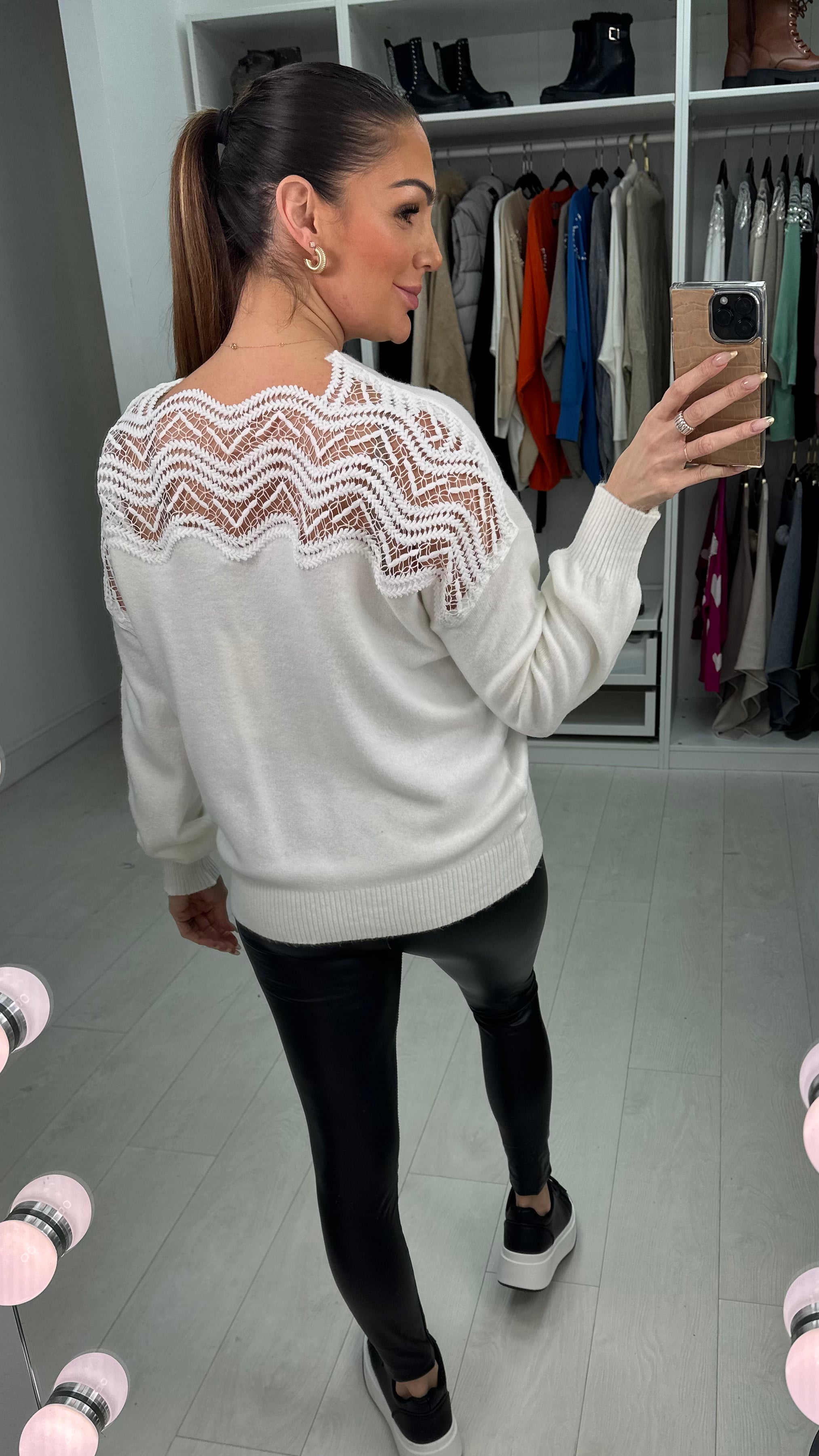 Vita Crochet Panel Back Jumper