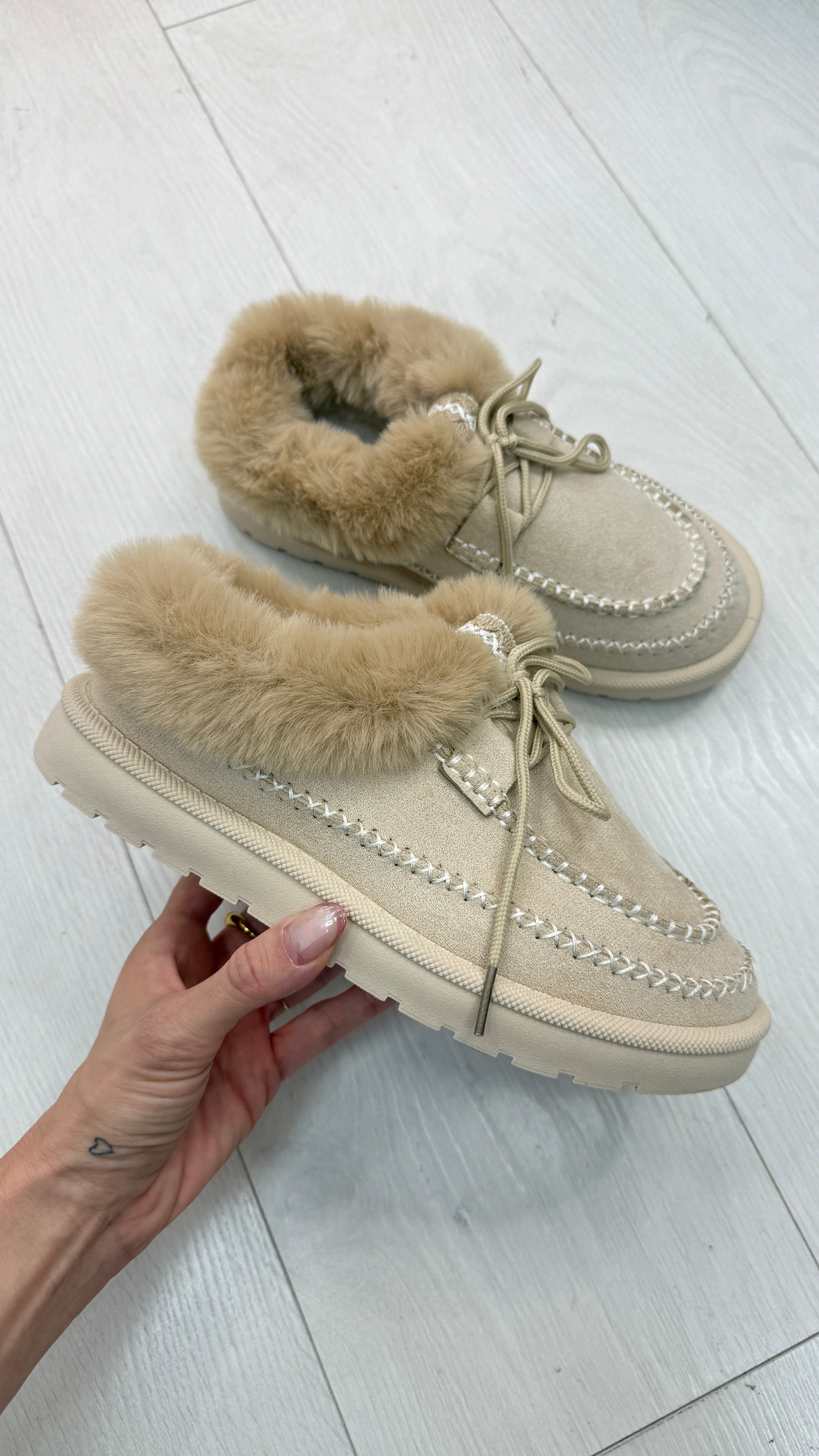 Gail Faux Suede Stitch Hem Detailed Clogs