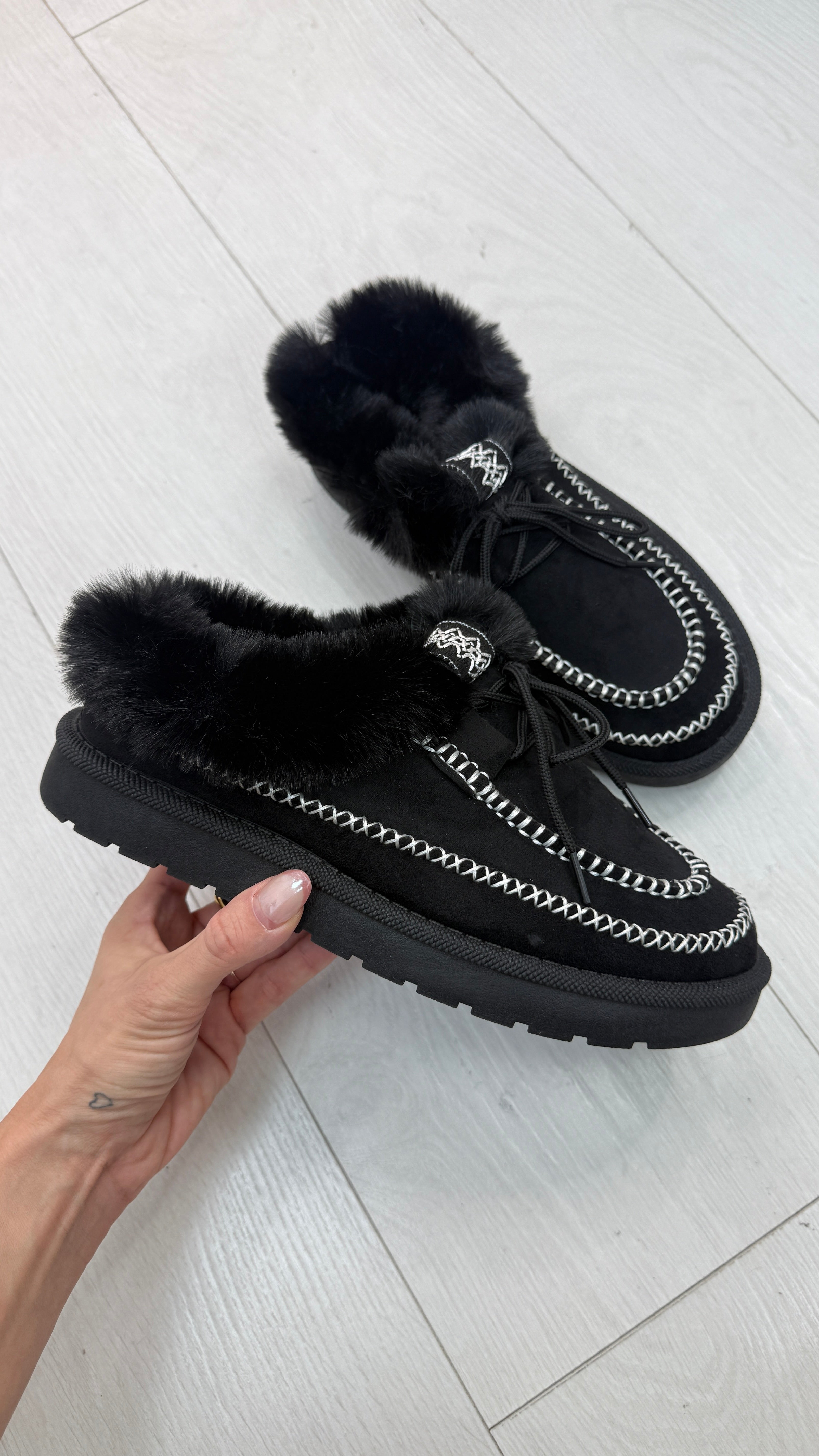 Gail Faux Suede Stitch Hem Detailed Clogs