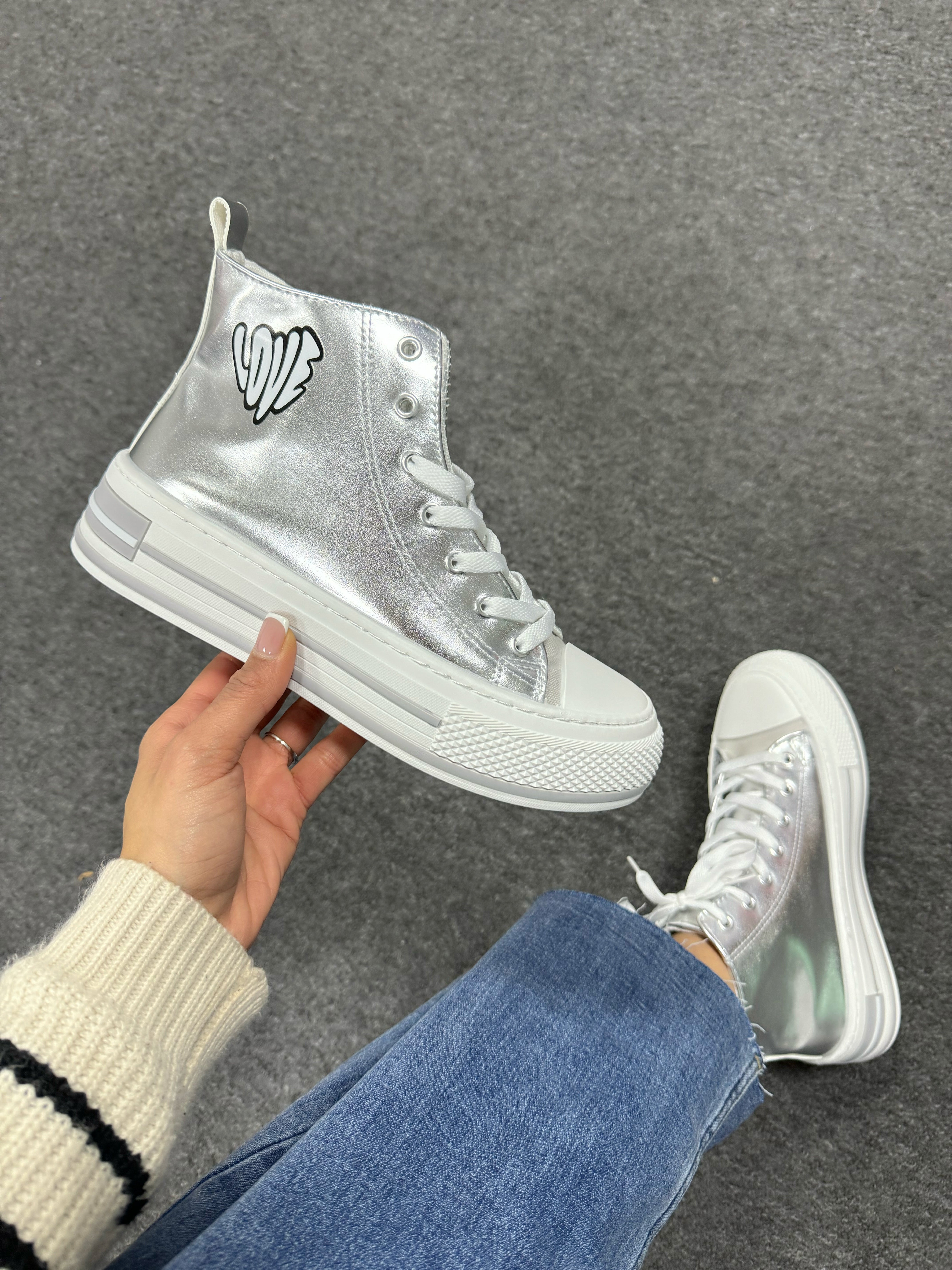 Kody High Top 'Love' Slogan Trainers