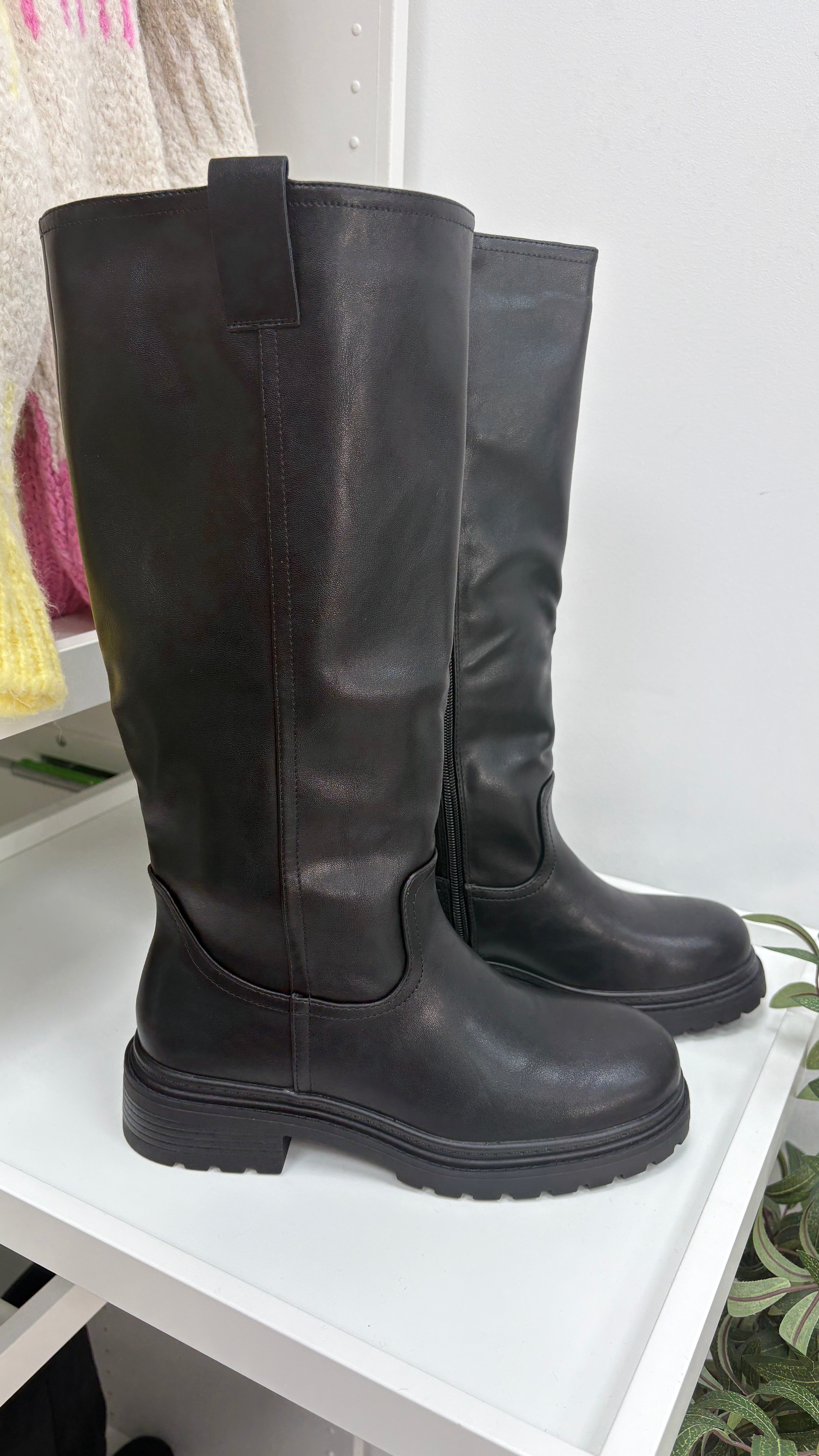 Ellee Faux Leather Chunky Sole Boots