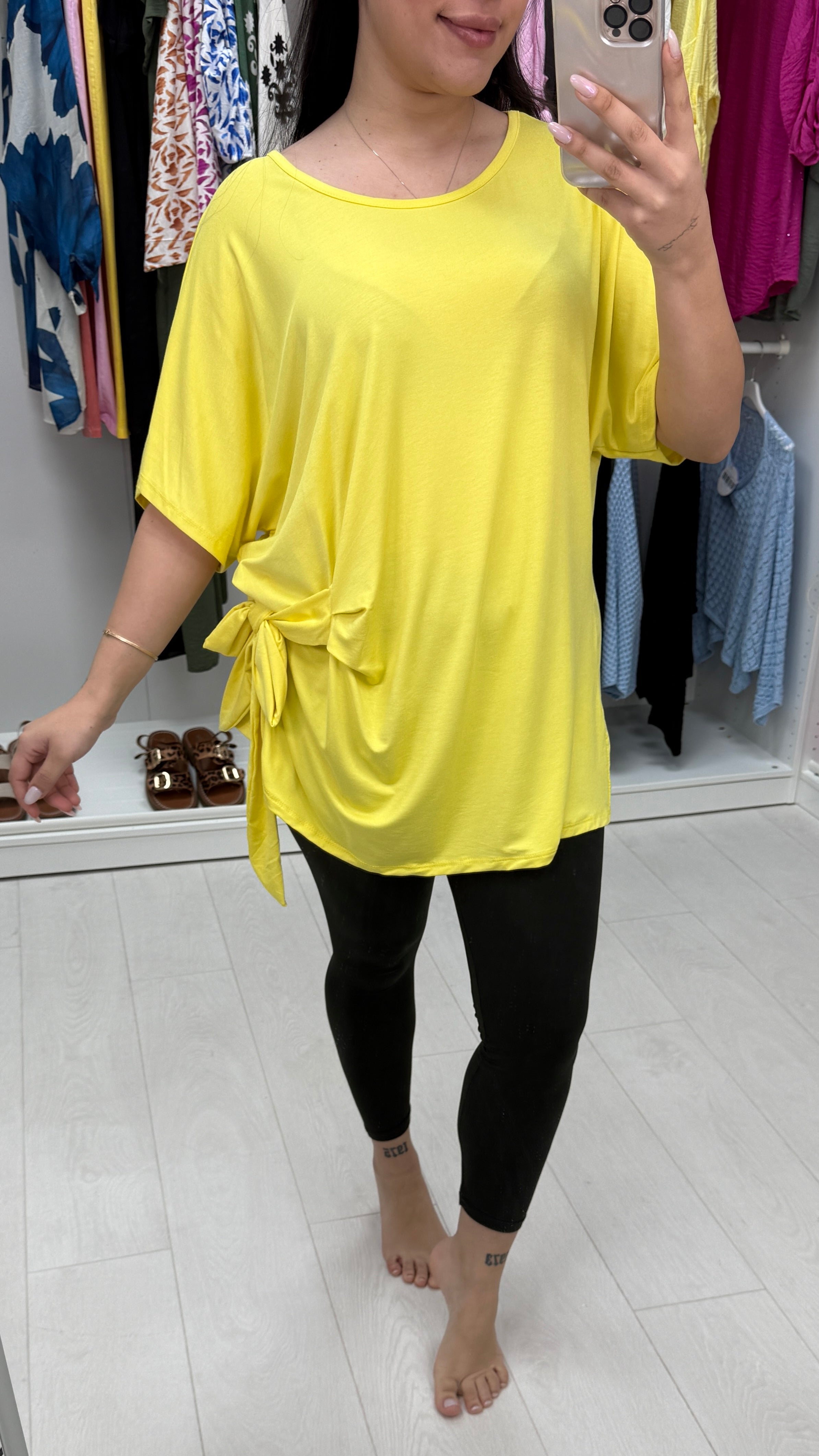 Serenity Plain Tie Front Longline T-shirt