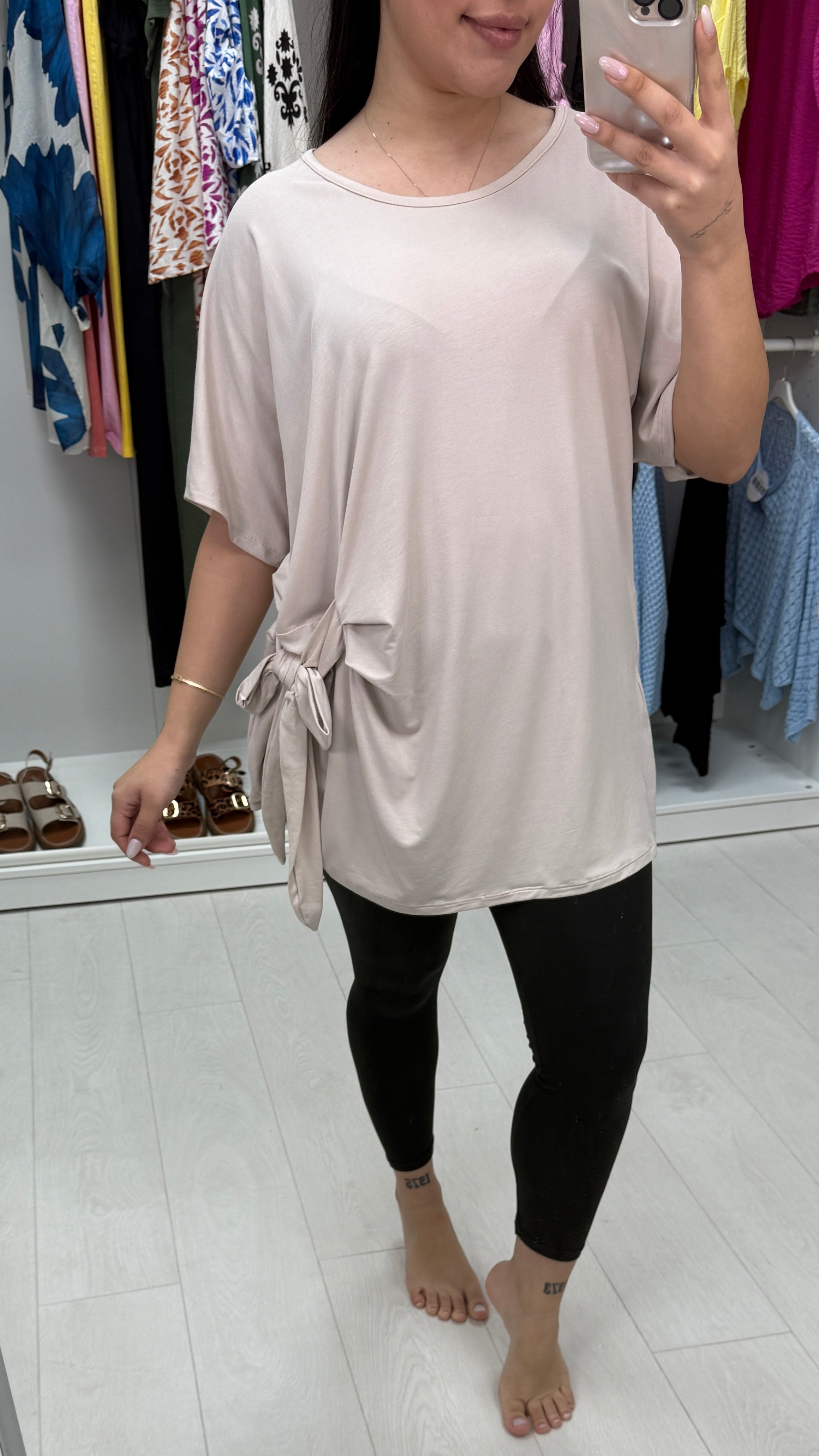 Serenity Plain Tie Front Longline T-shirt