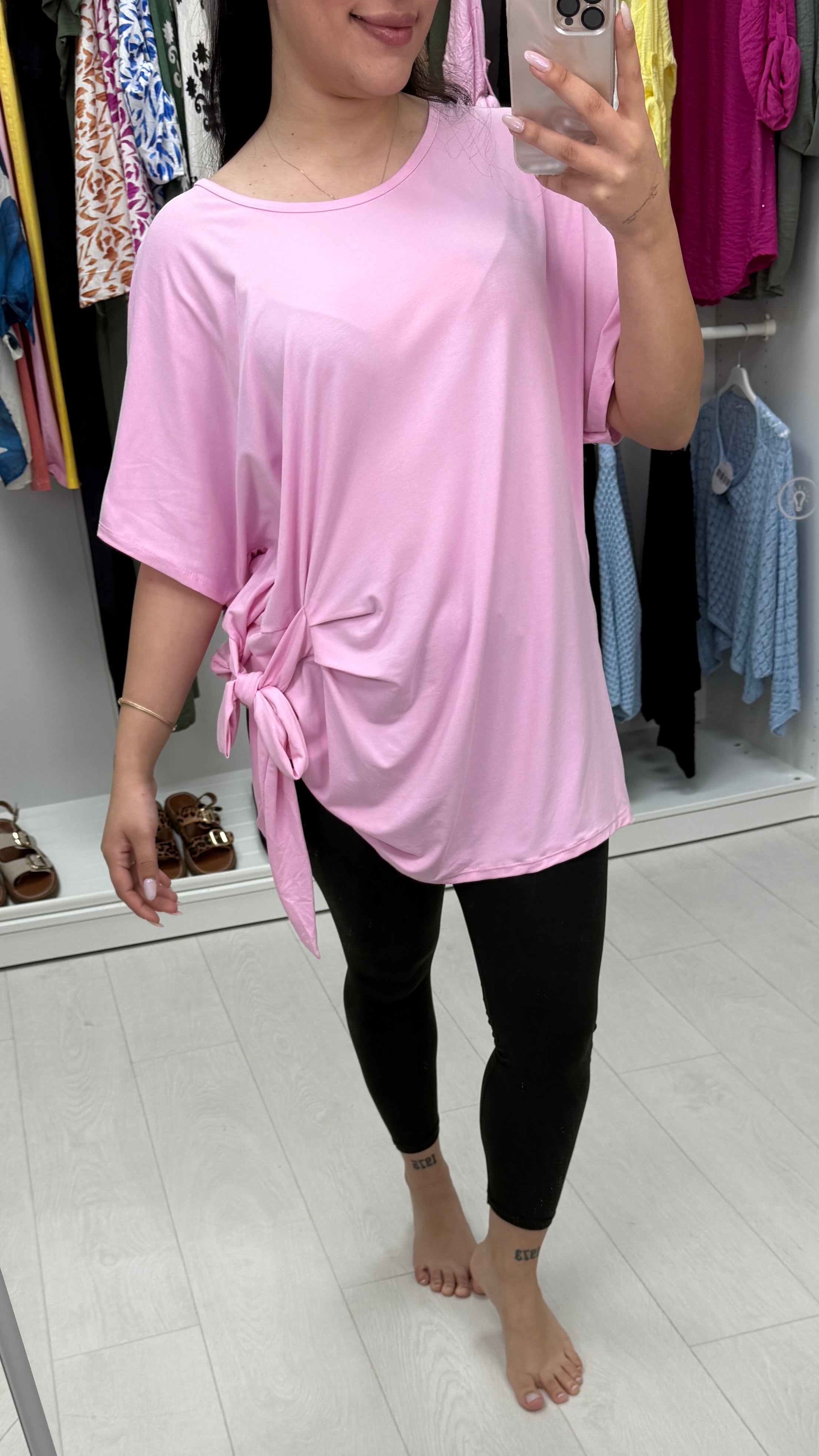 Serenity Plain Tie Front Longline T-shirt