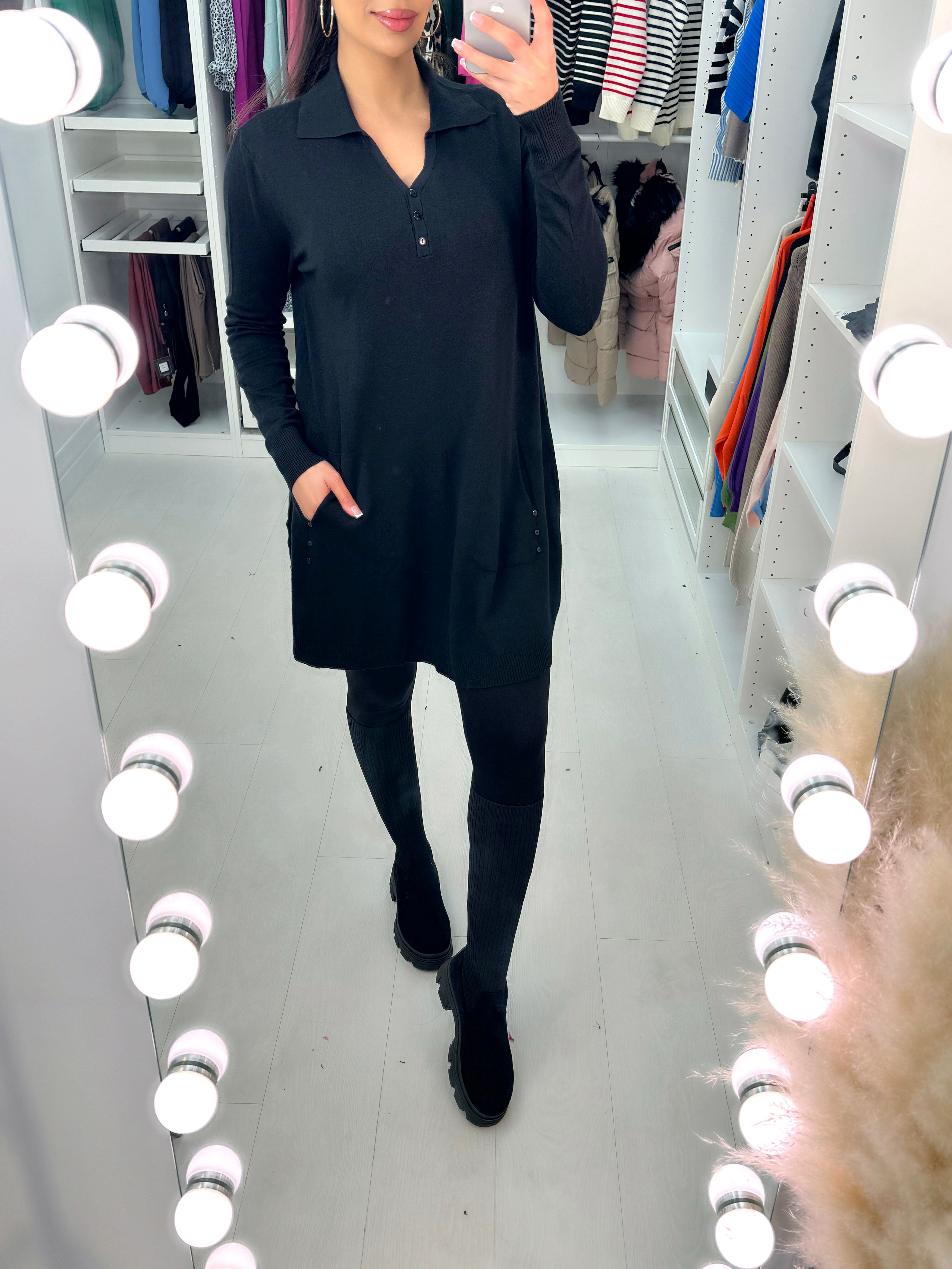 Mira Glitter Button Tunic Jumper