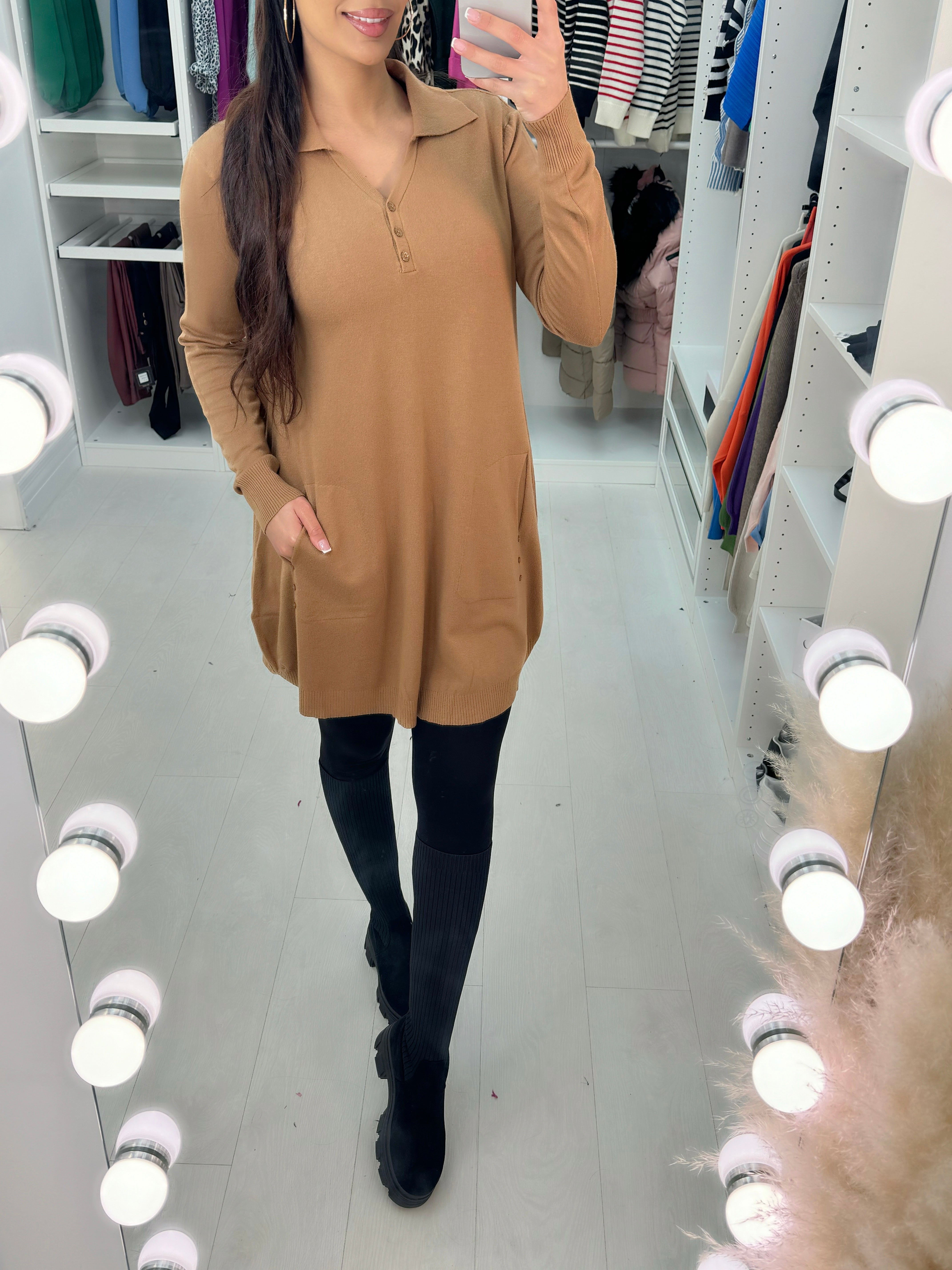 Mira Glitter Button Tunic Jumper