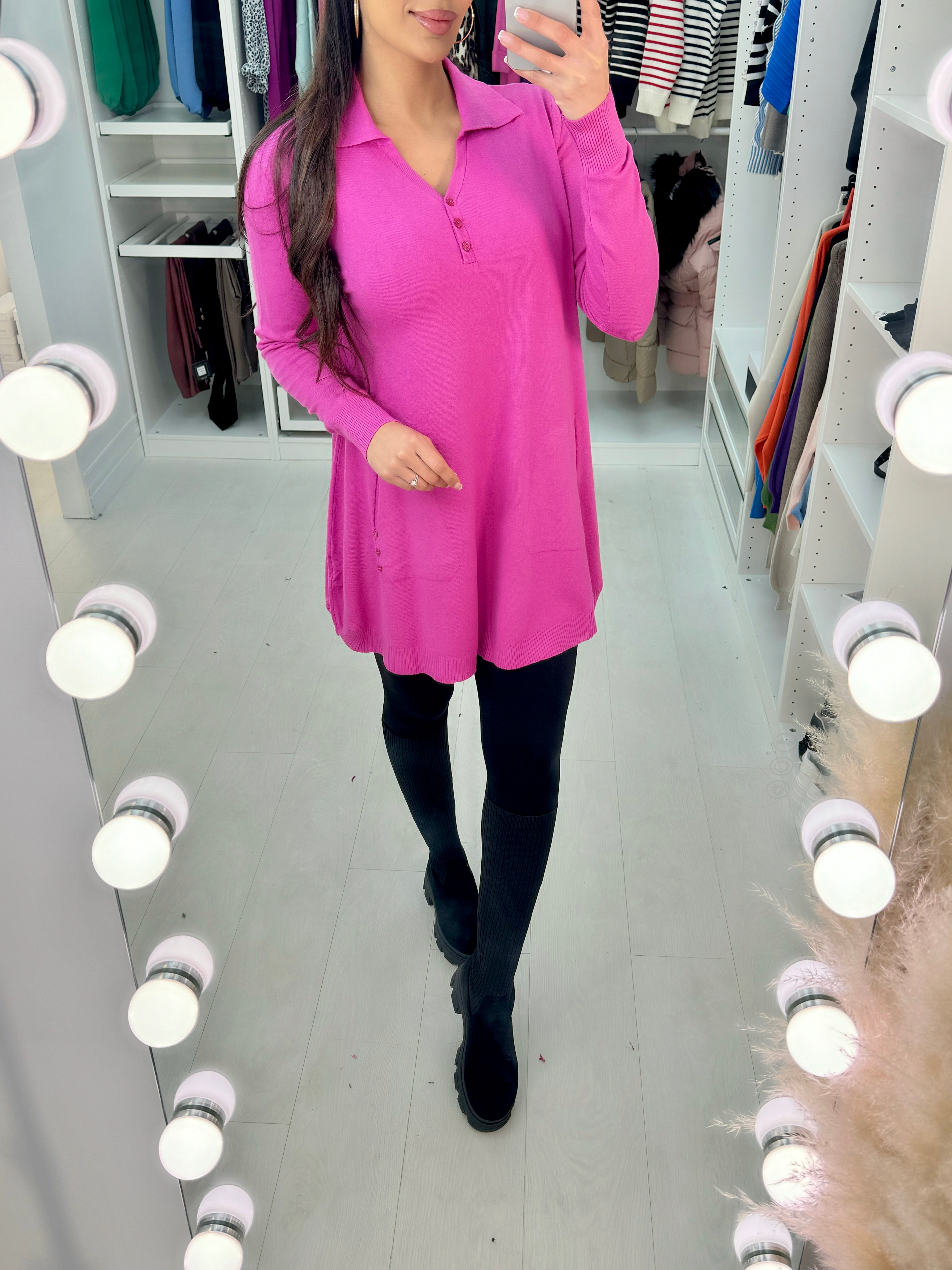 Mira Glitter Button Tunic Jumper