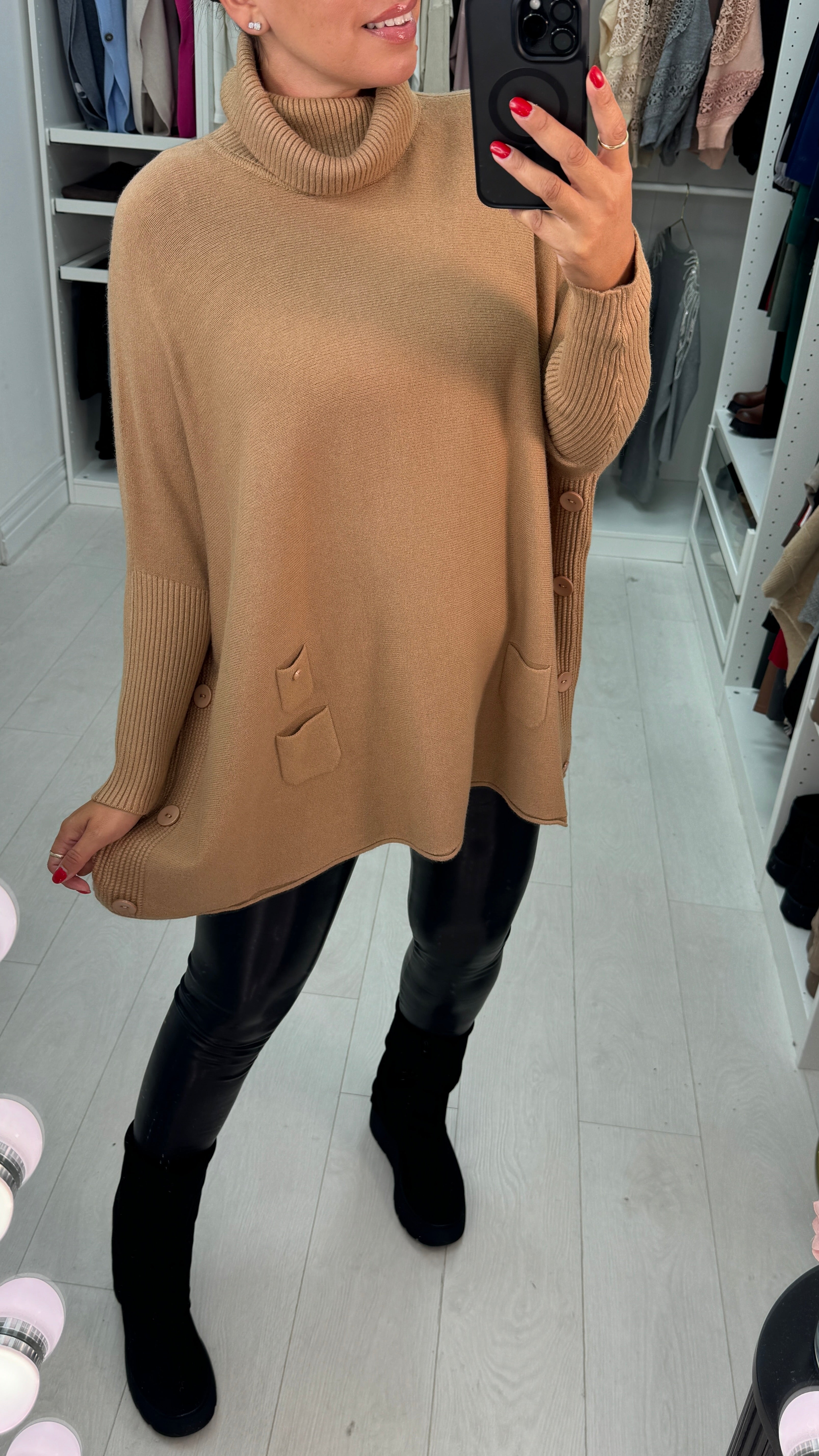 Angelina Oversized Roll Neck Knit Jumper