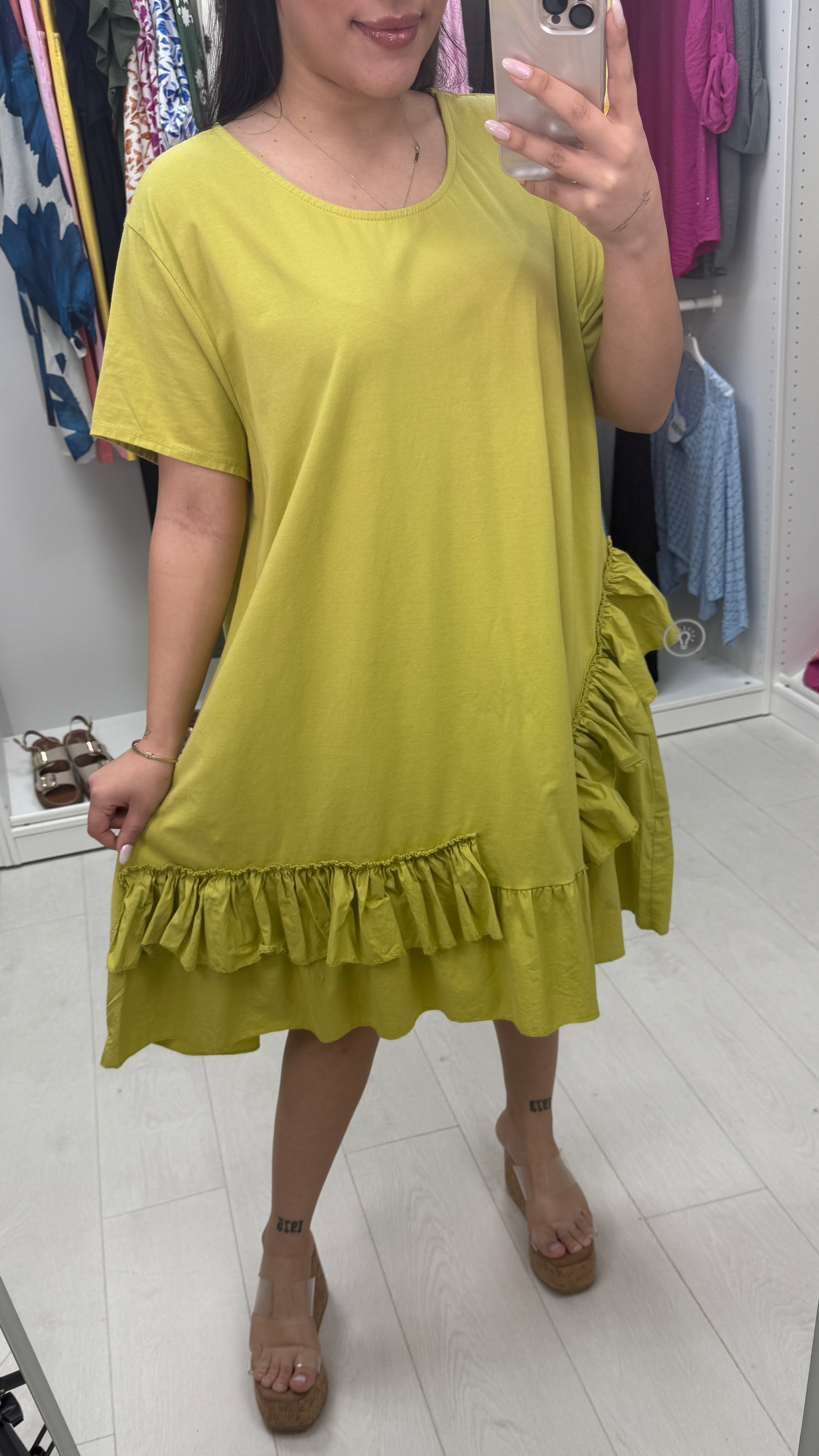 Emila Oversized Frill Ruffle Jersey Dress
