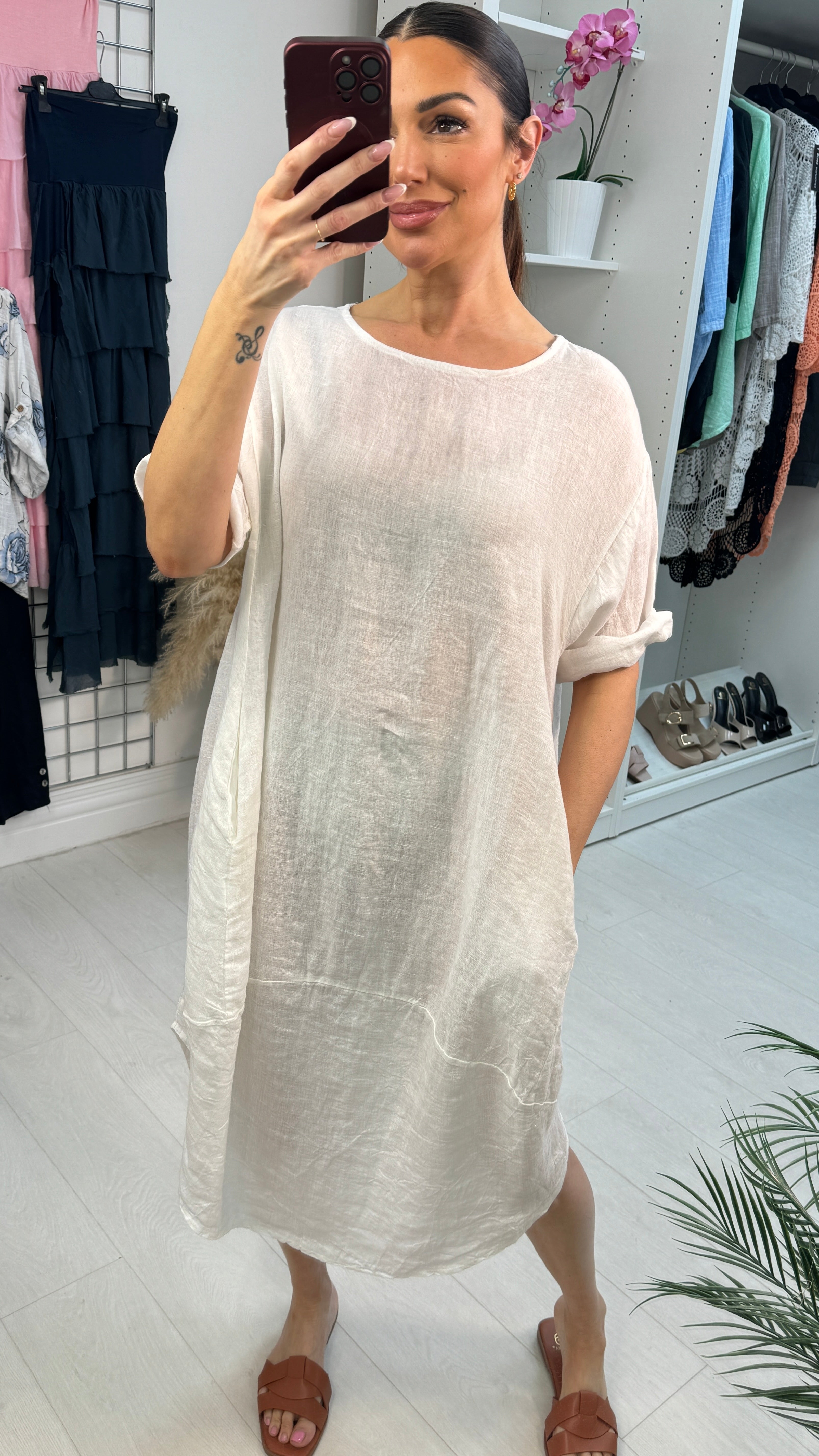 Lullah Plain Loose Fit Linen Maxi Dress
