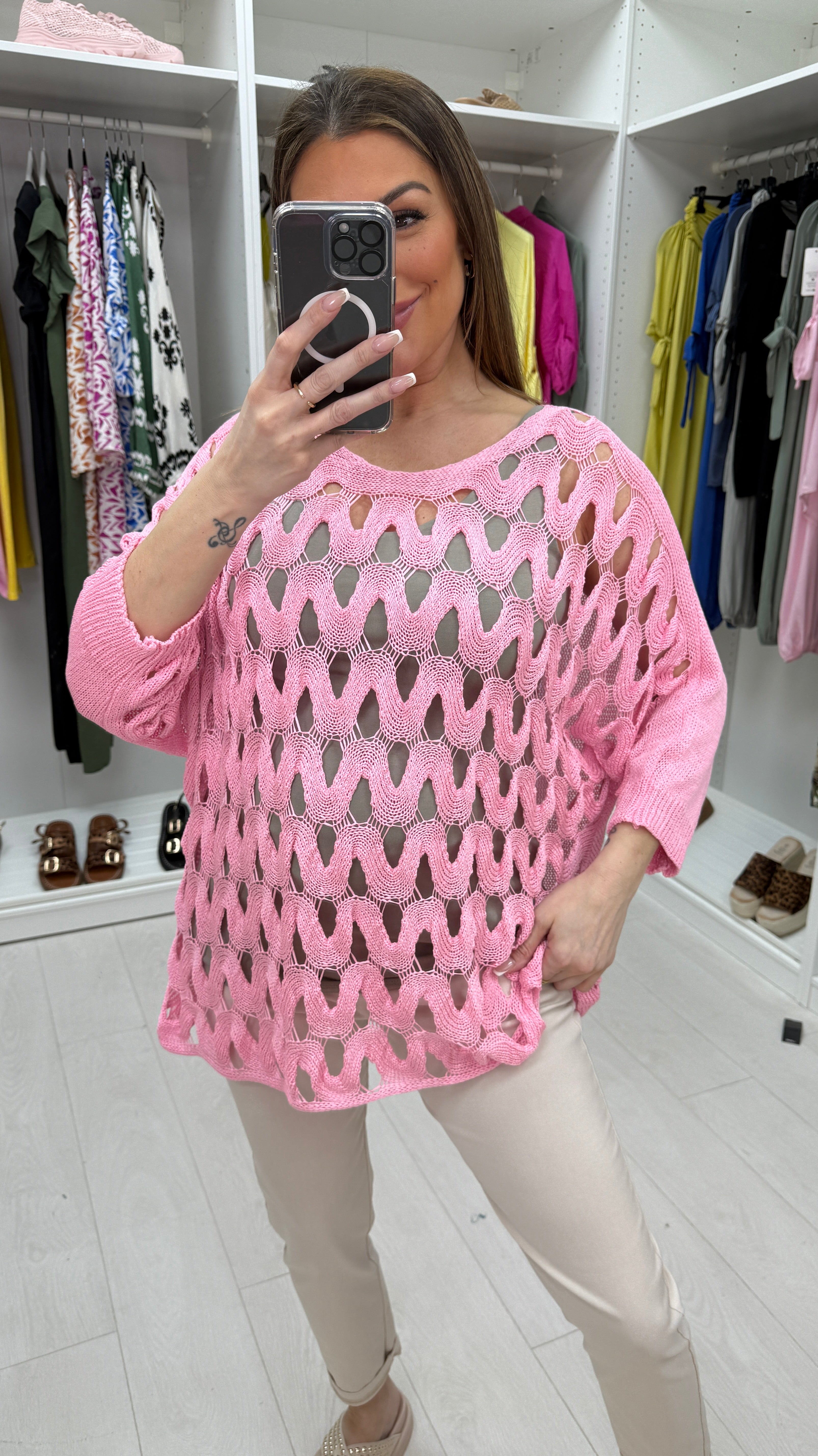 Zayna Wavy Crochet Top