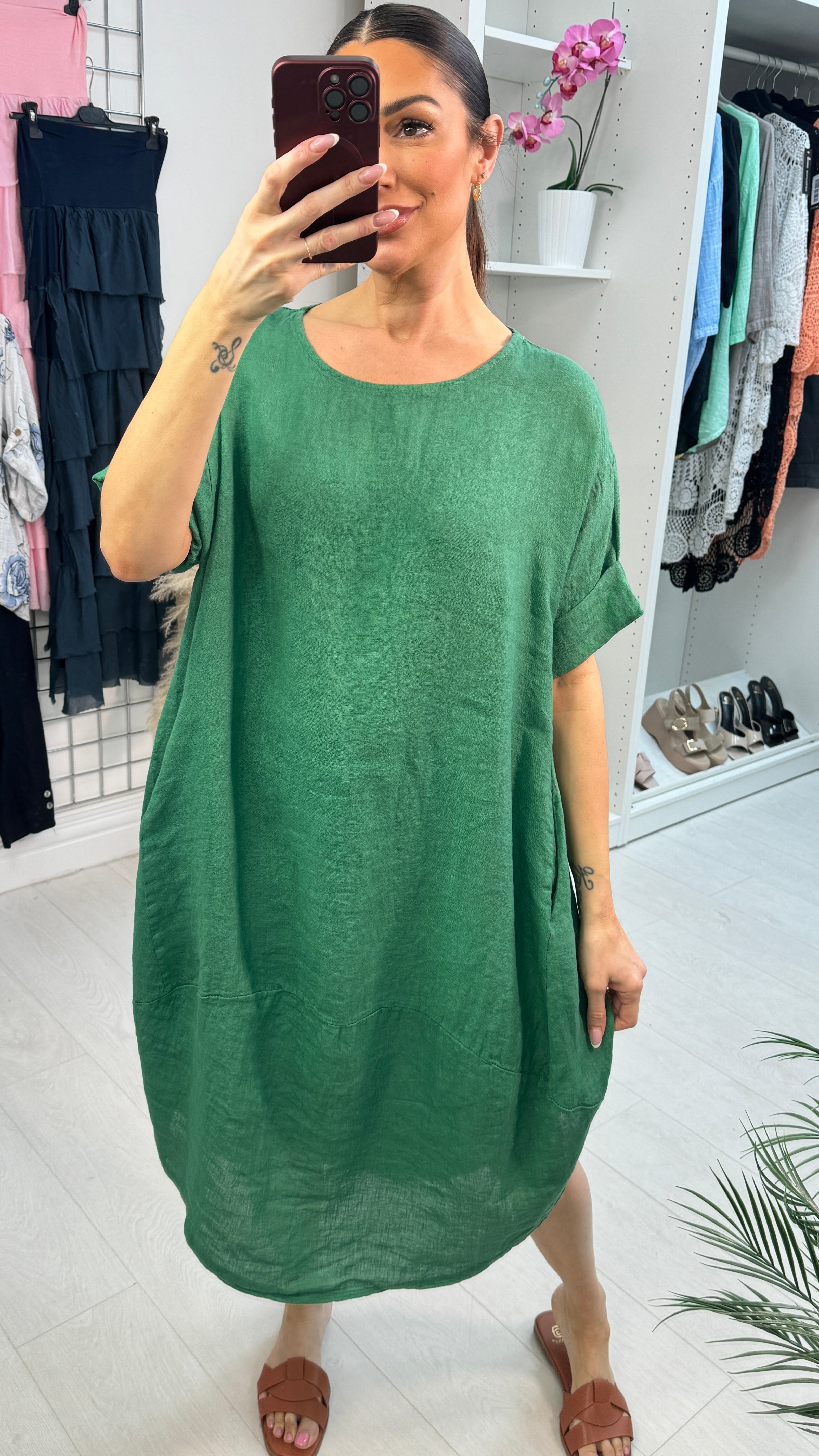 Lullah Plain Loose Fit Linen Maxi Dress