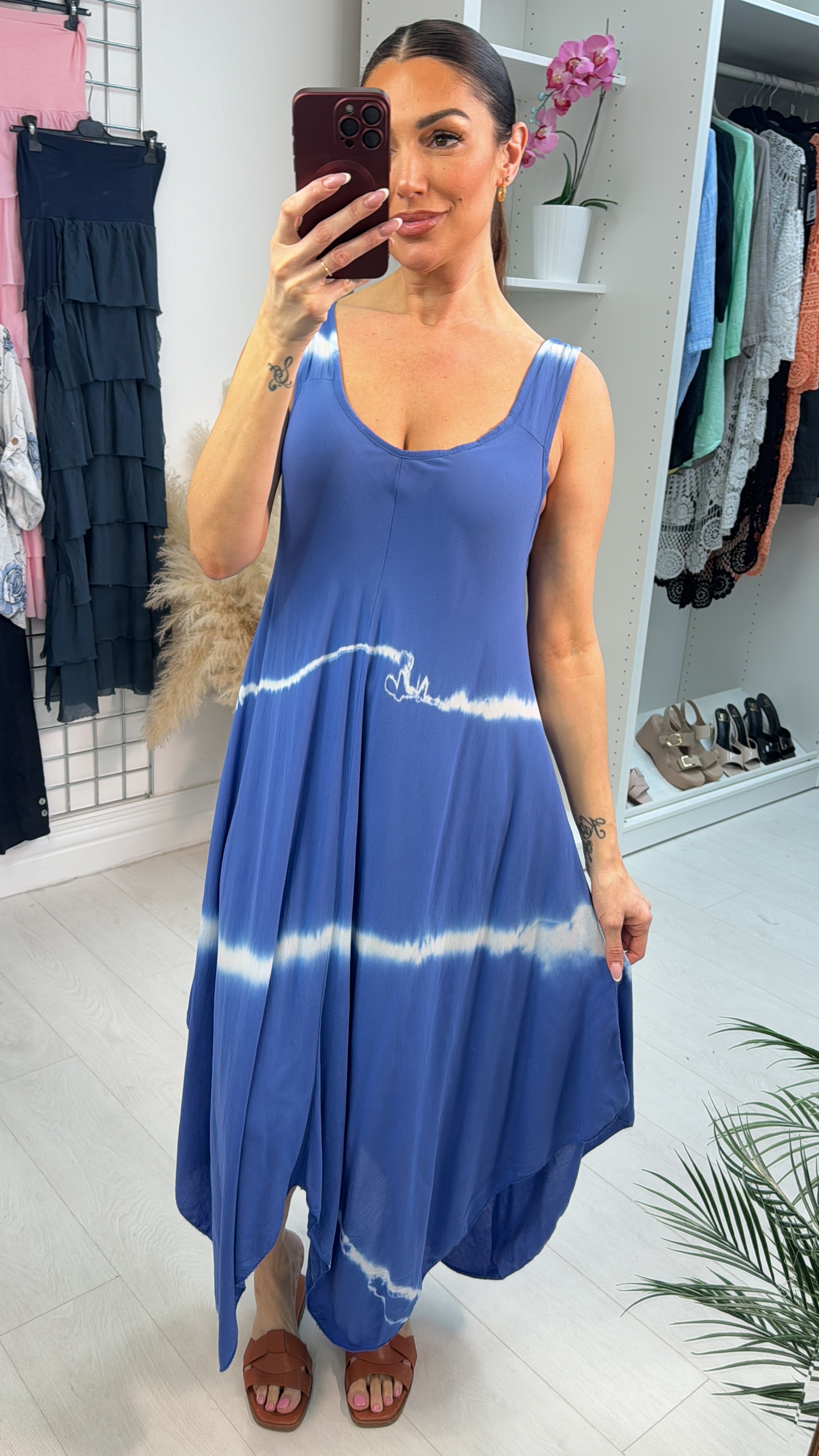 Nevena Tie Dye Asymmetric Maxi Dress
