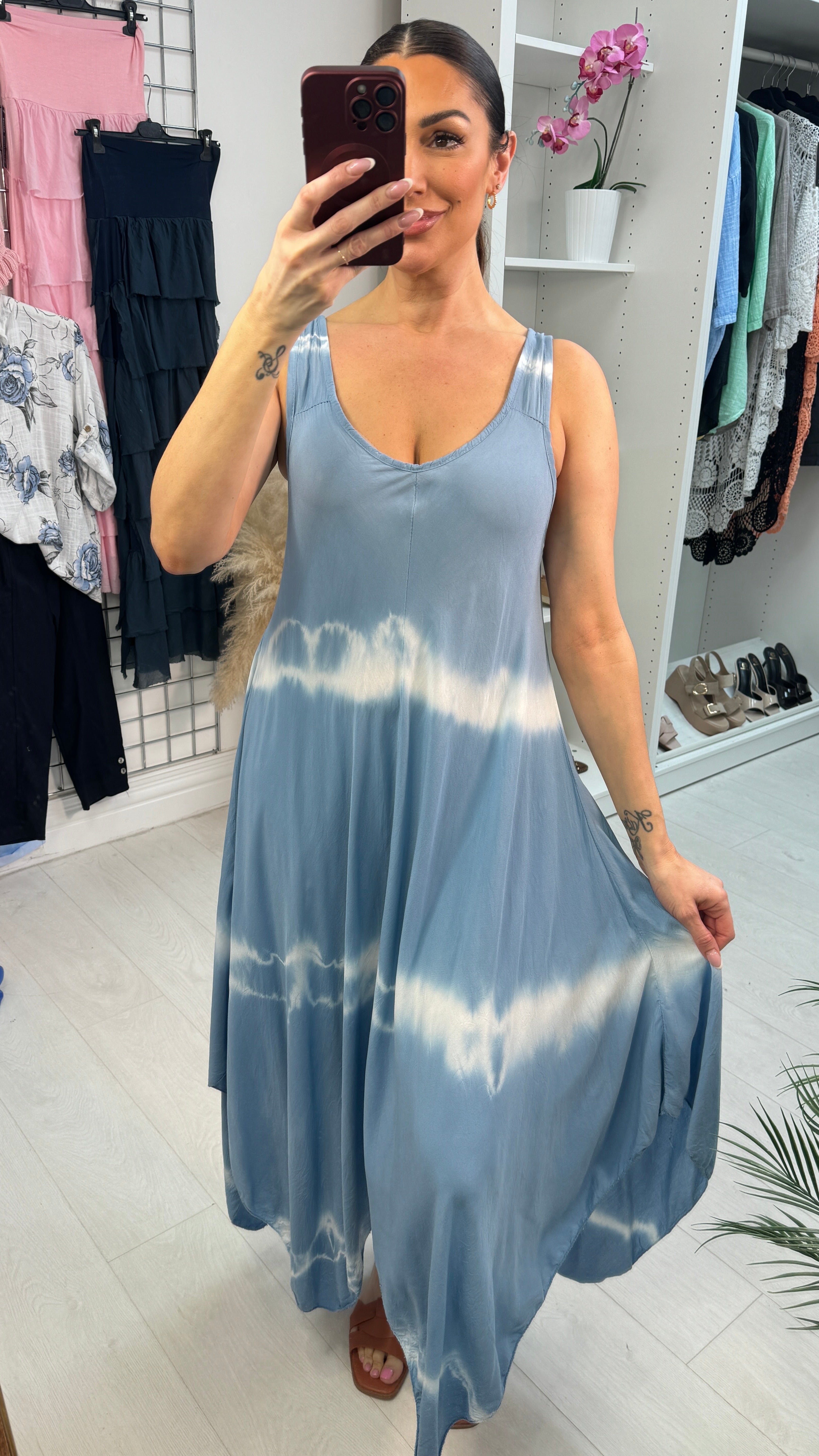 Nevena Tie Dye Asymmetric Maxi Dress