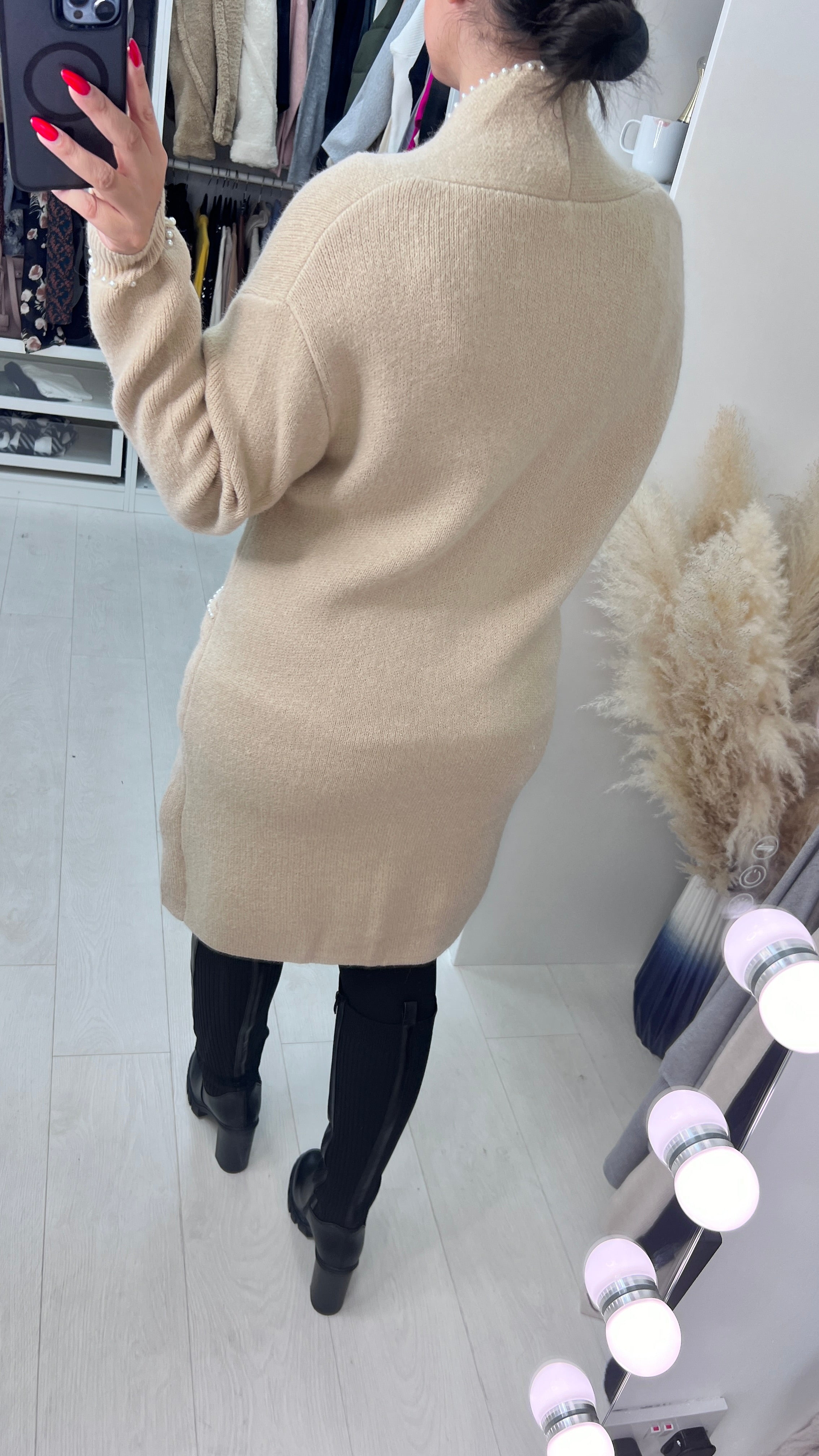 Abena Pearl Trim Cardigan