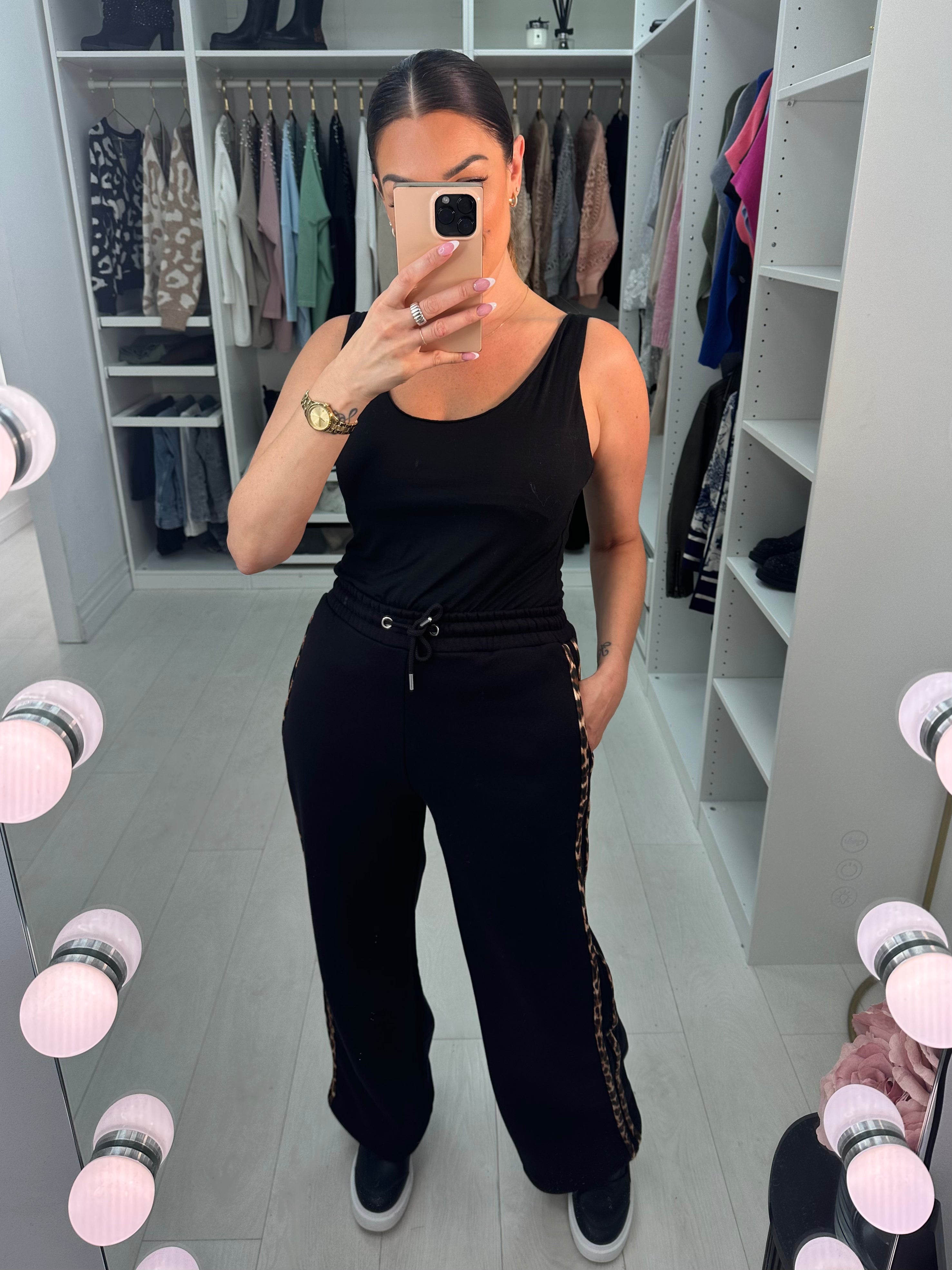 Fabio Leopard Print Side Stripe Joggers