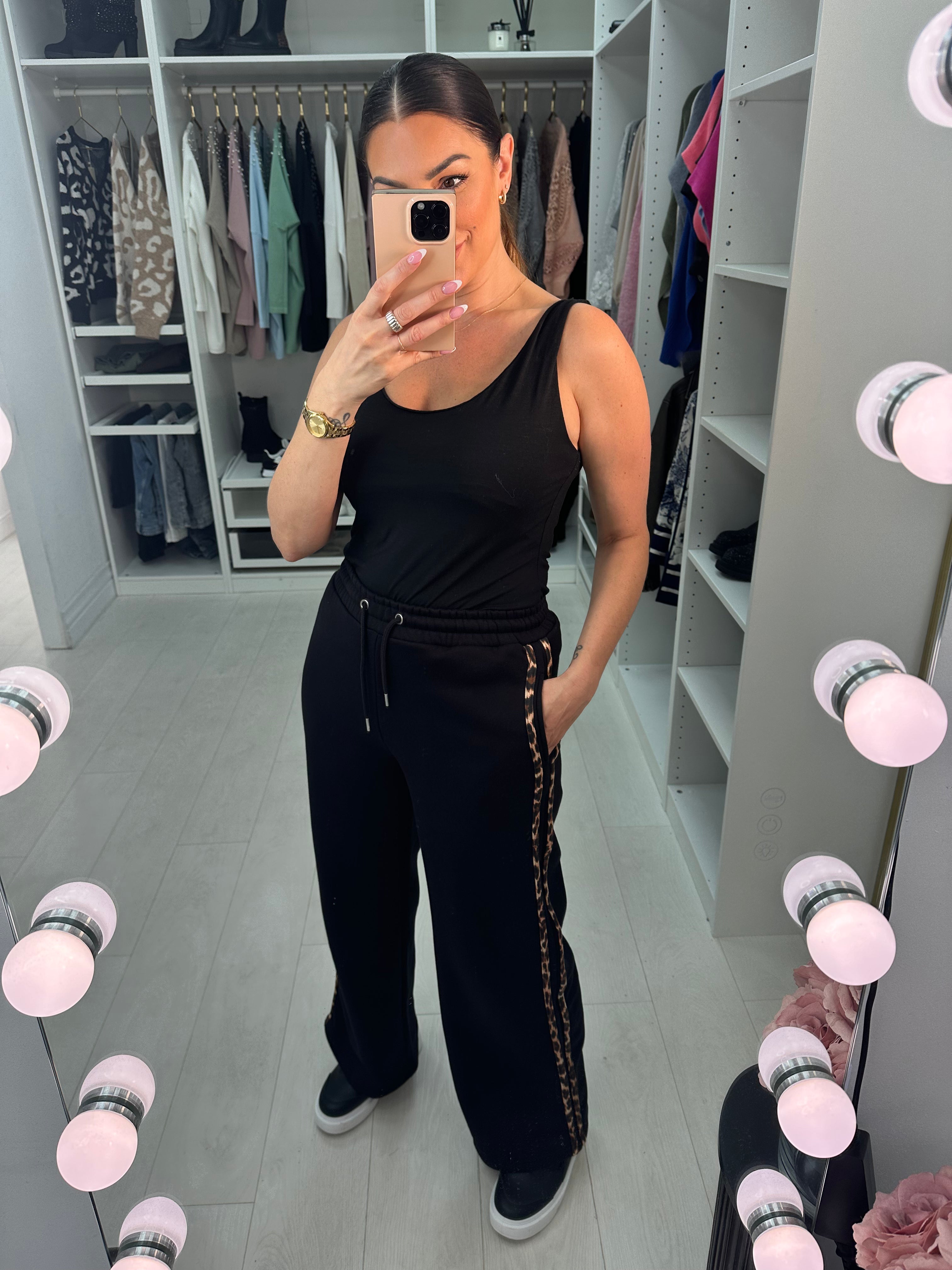 Fabio Leopard Print Side Stripe Joggers