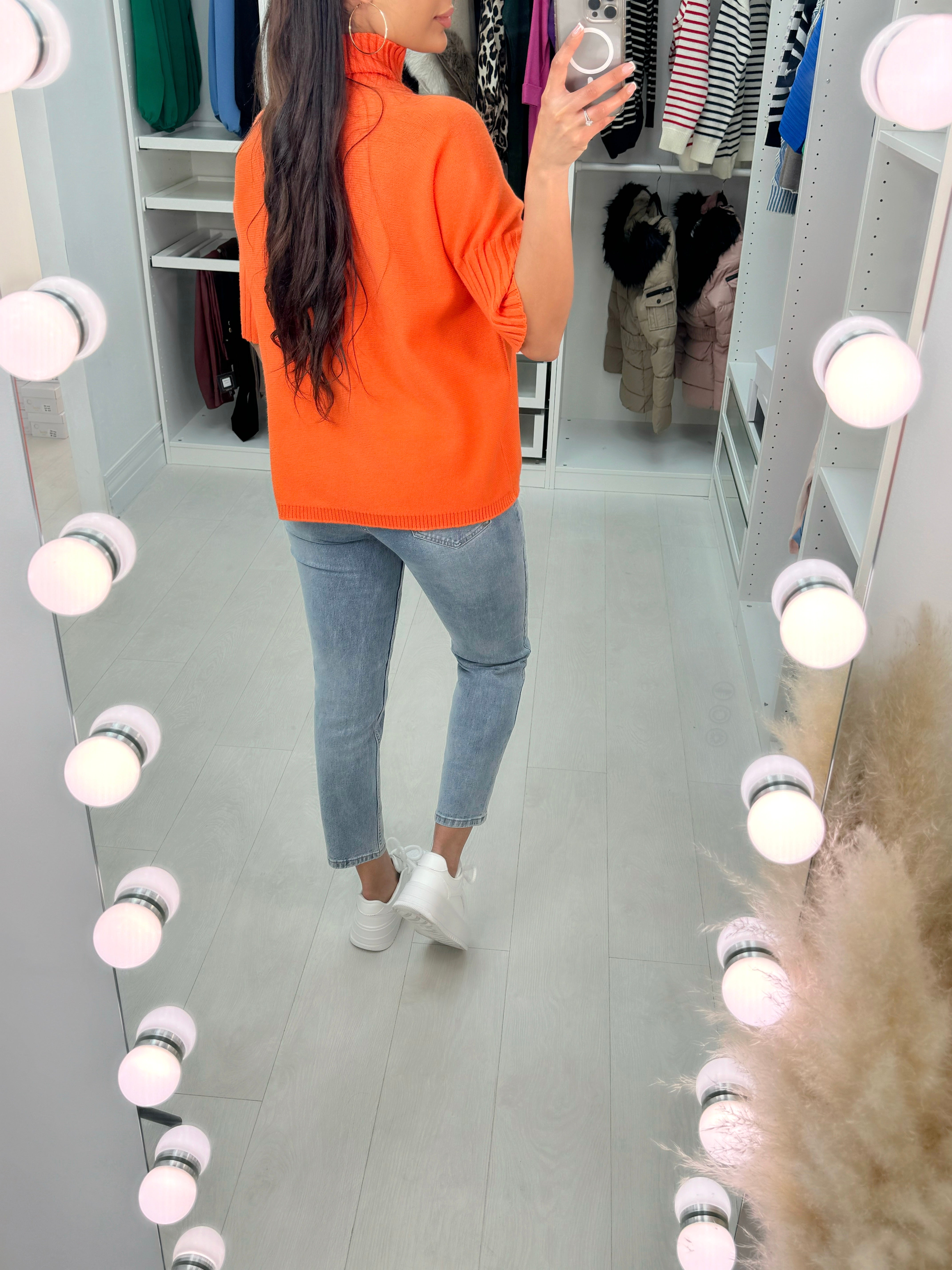 Violet Short Sleeve High Neck Jumper