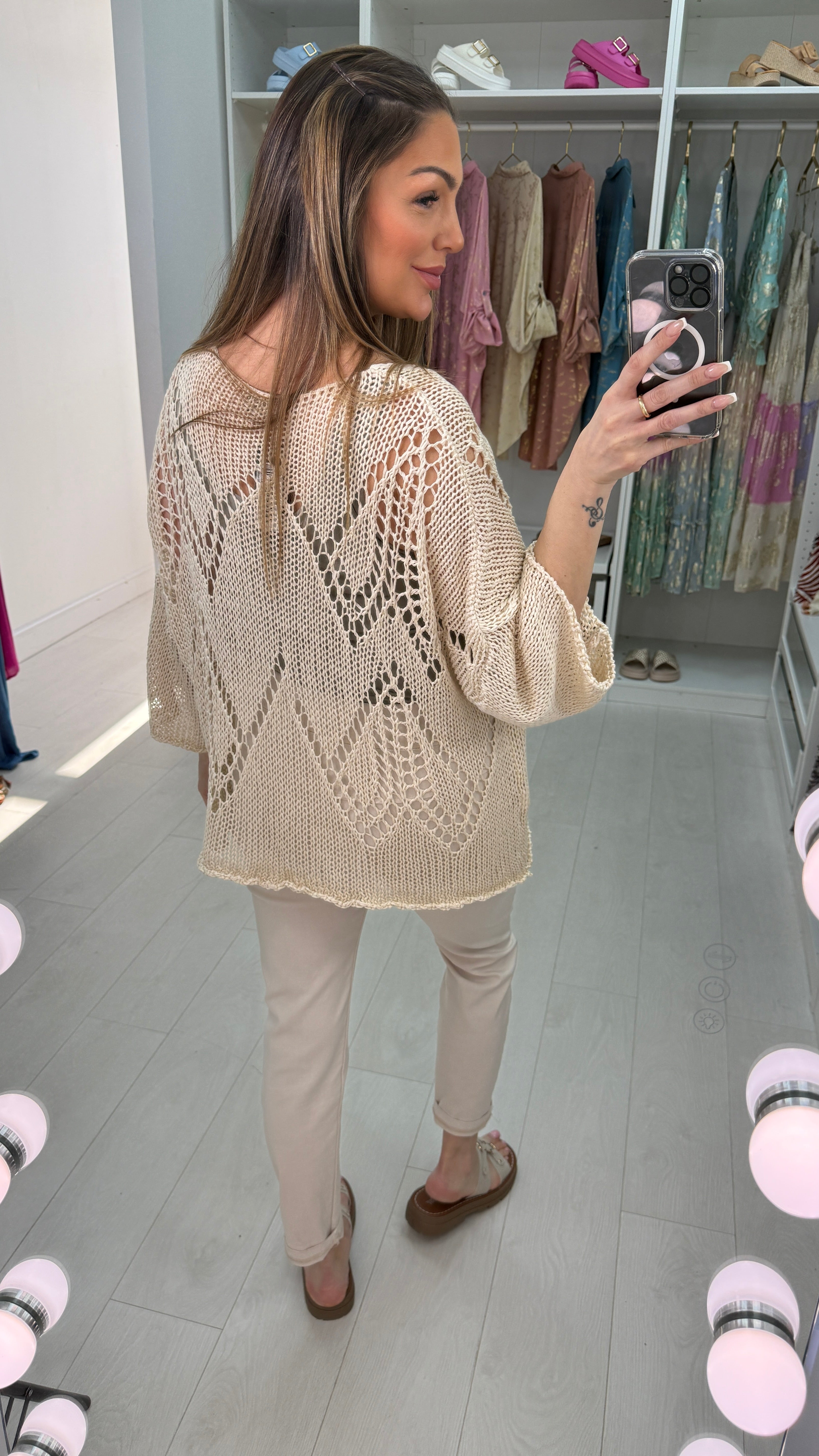 Mindie Tie Front Crochet Cardigan