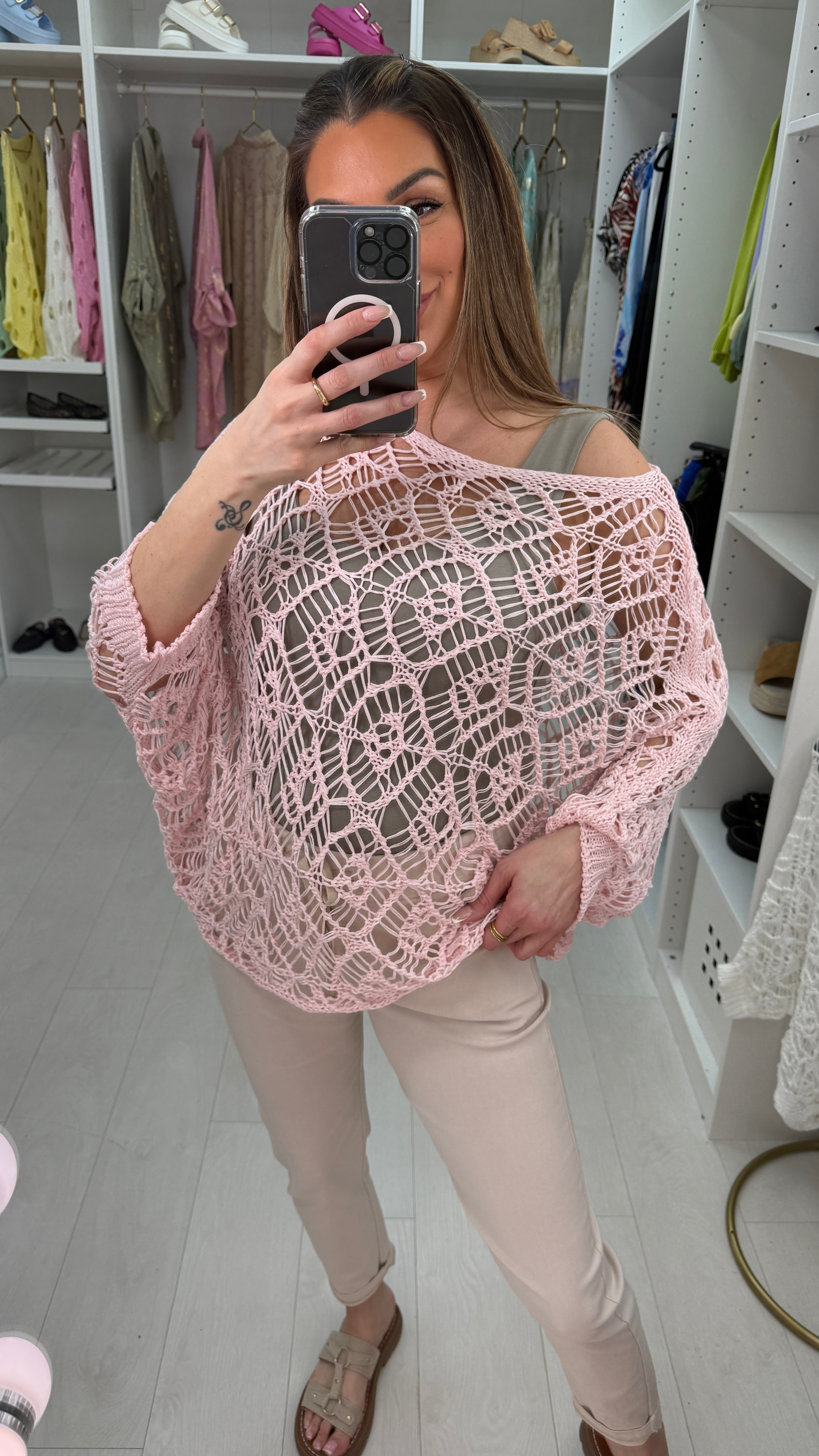 Sierra Plain Batwing Sleeve Crochet Top