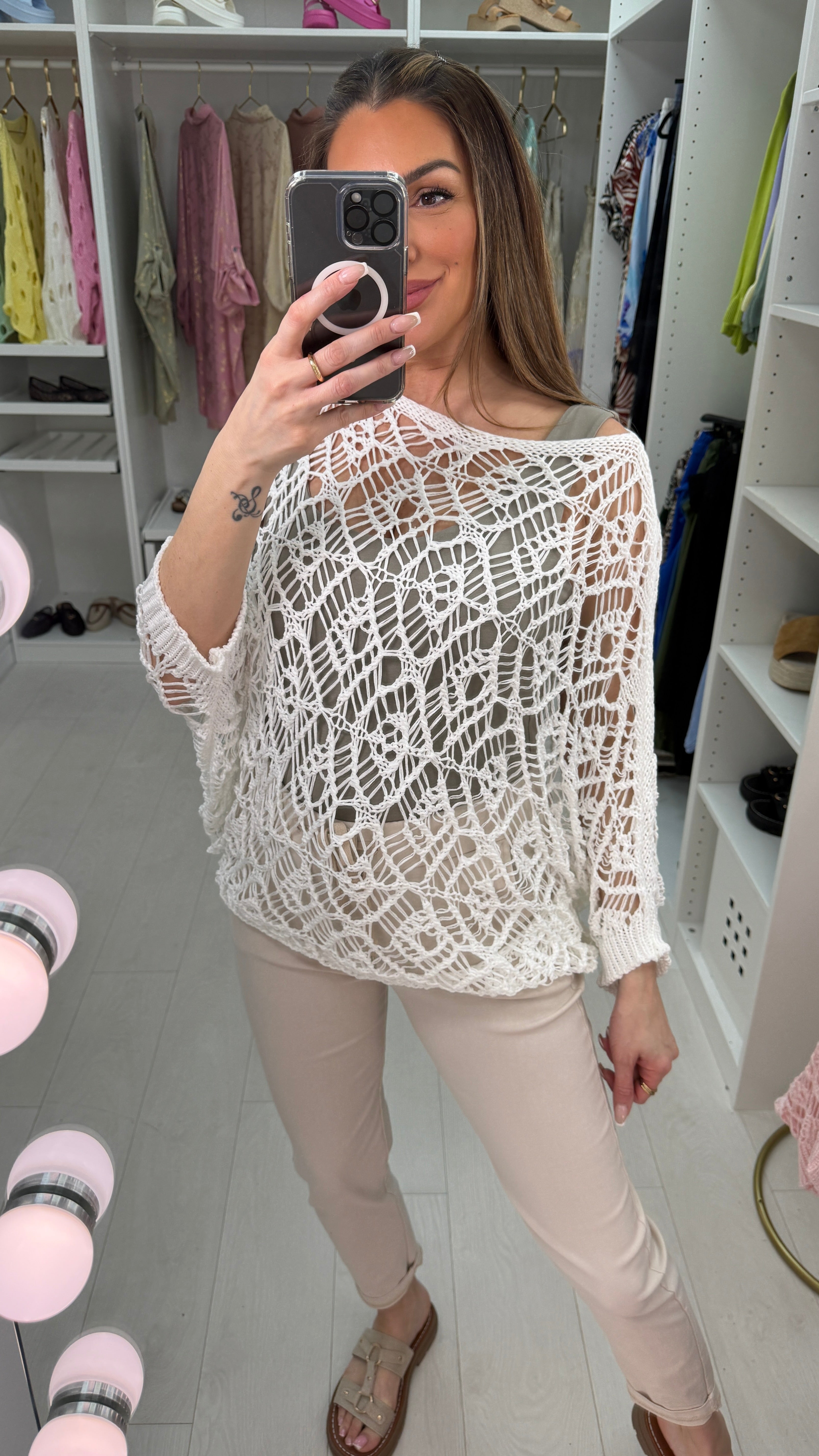 Sierra Plain Batwing Sleeve Crochet Top