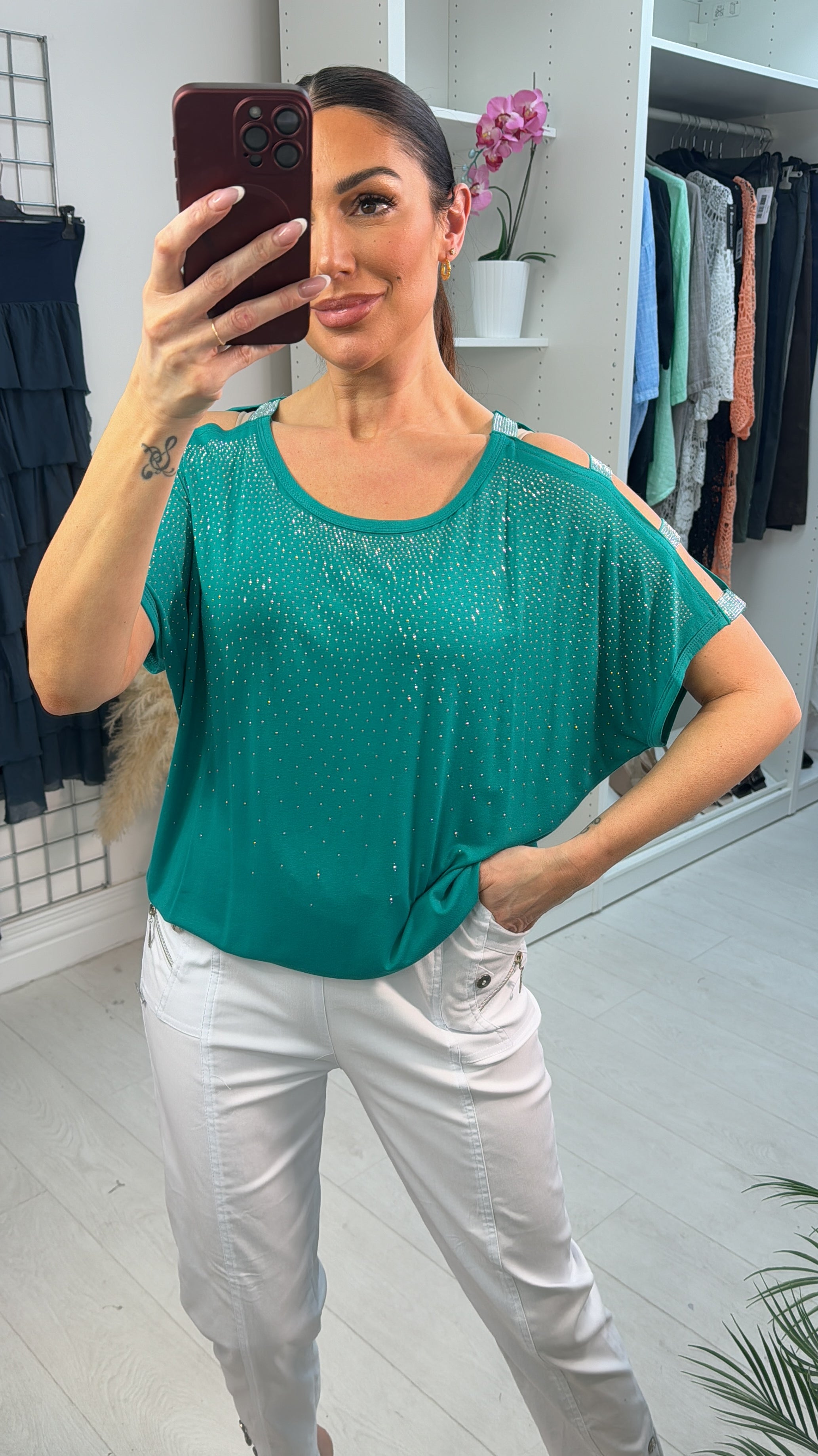 Eliana Thin Silver Studded T-shirt