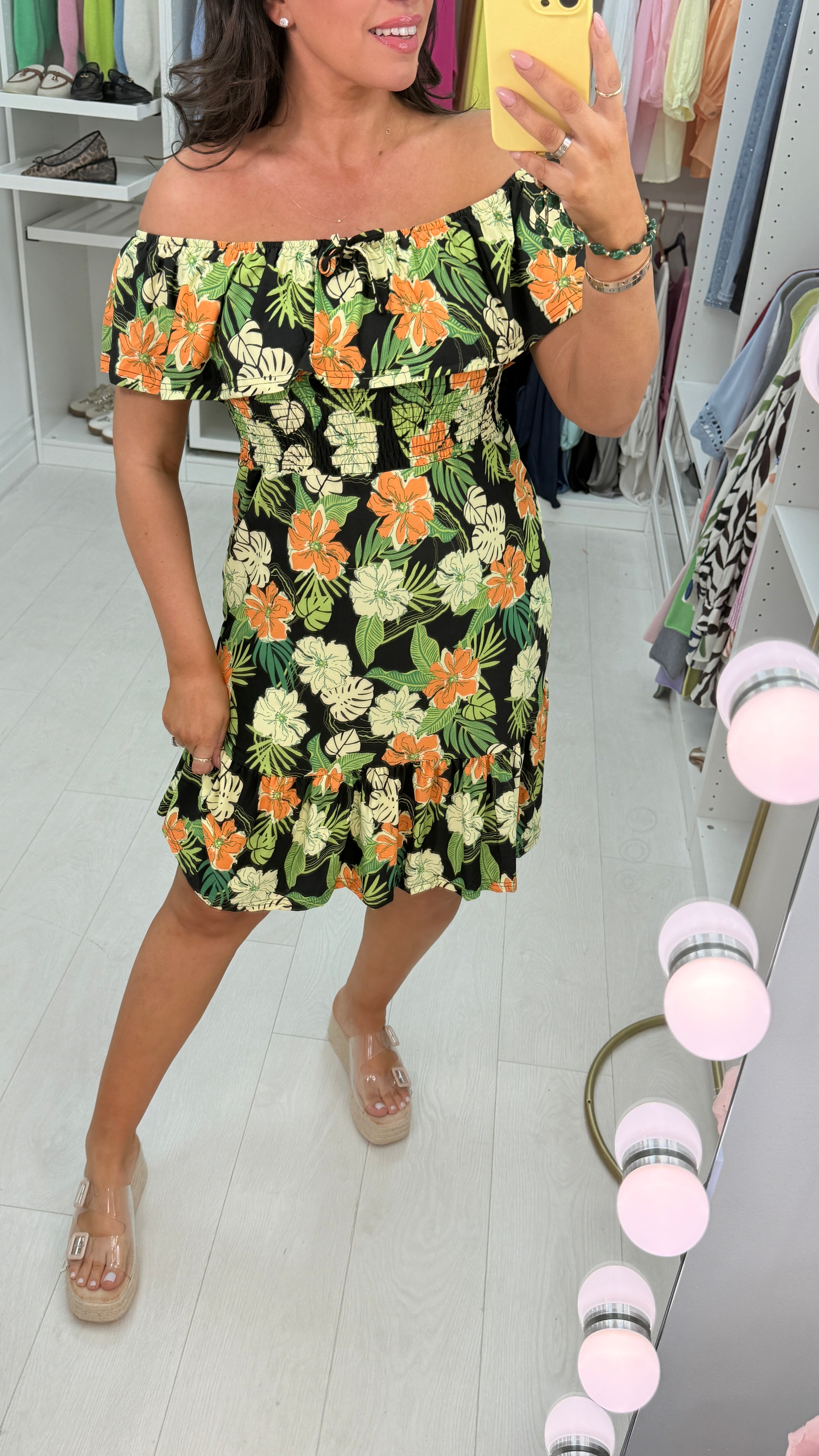 Vinetta Floral Print Bardot Dress