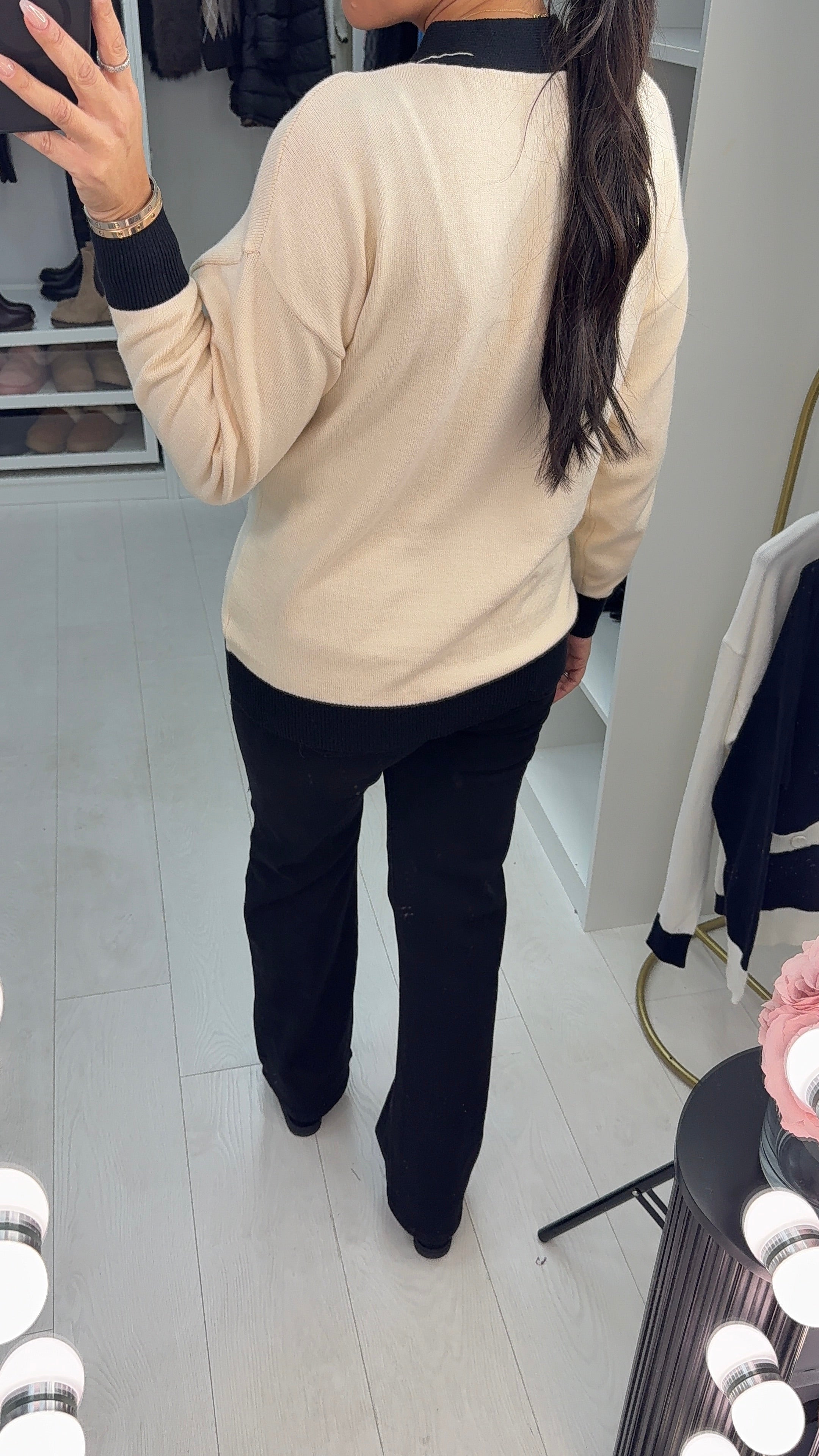 Shivani Colour Block Hem Cardigan