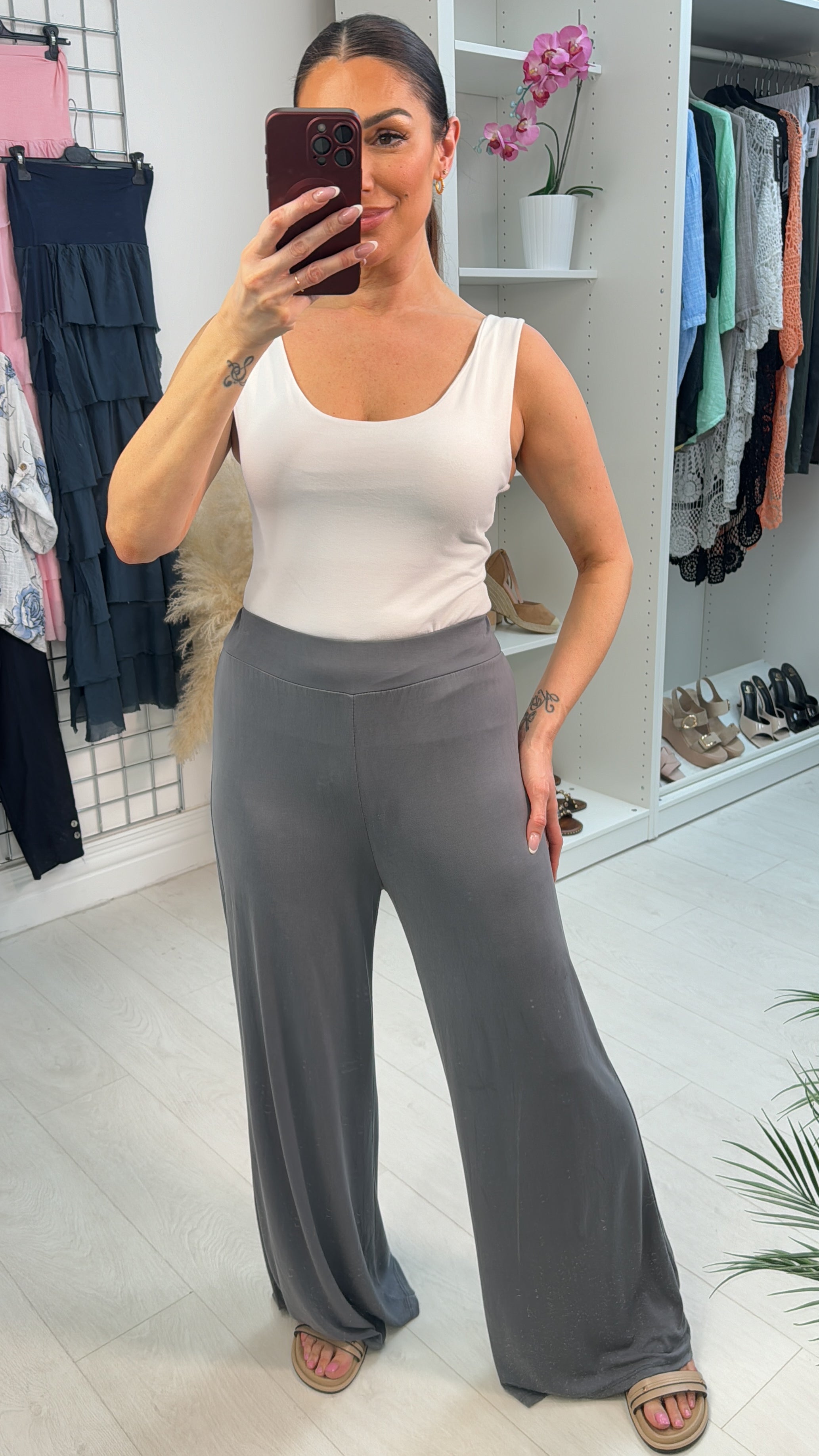 Prisha Plain Wide Leg Trousers