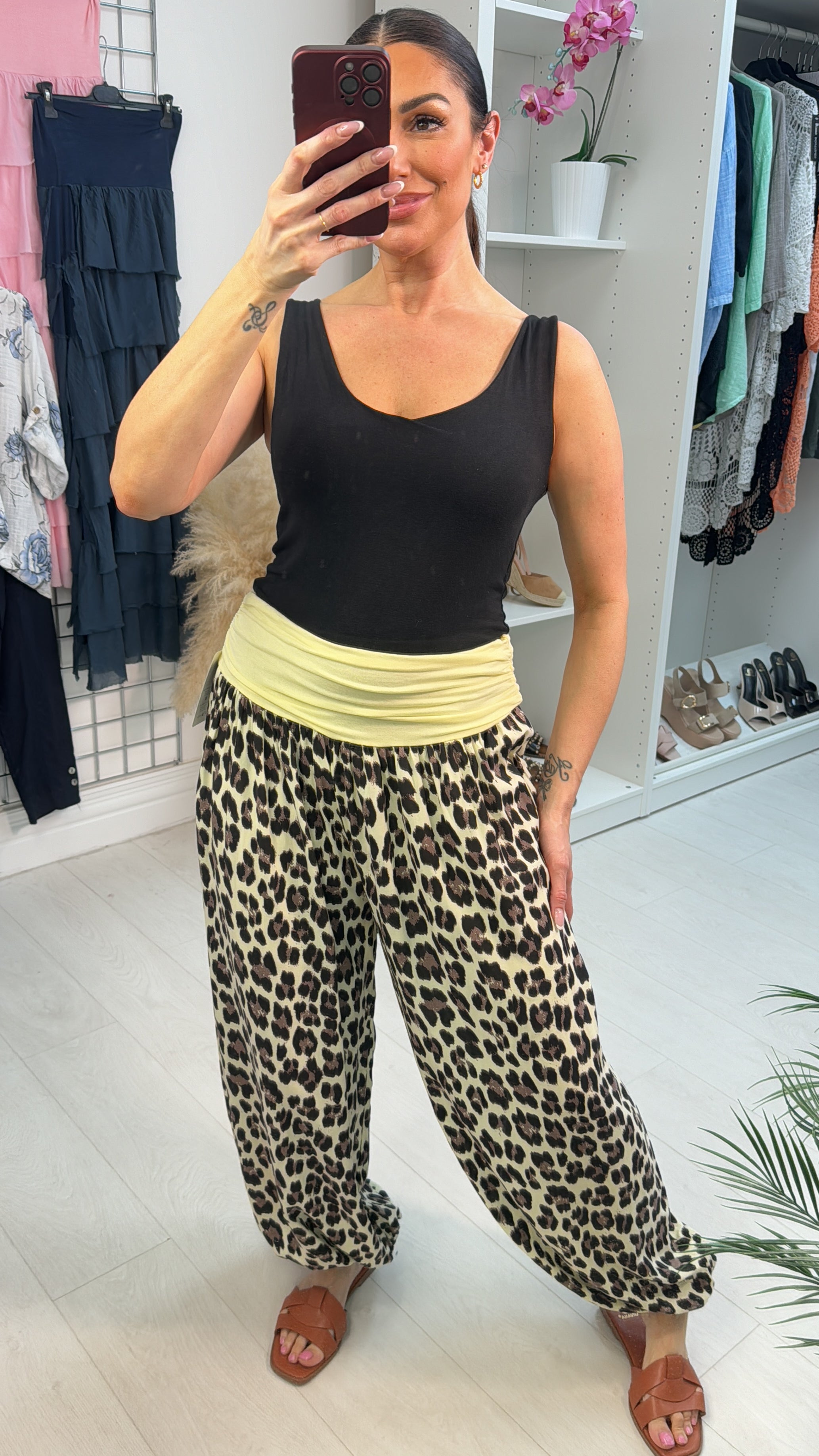 Cassey Leopard Print Elasticated Waist Harem Trousers