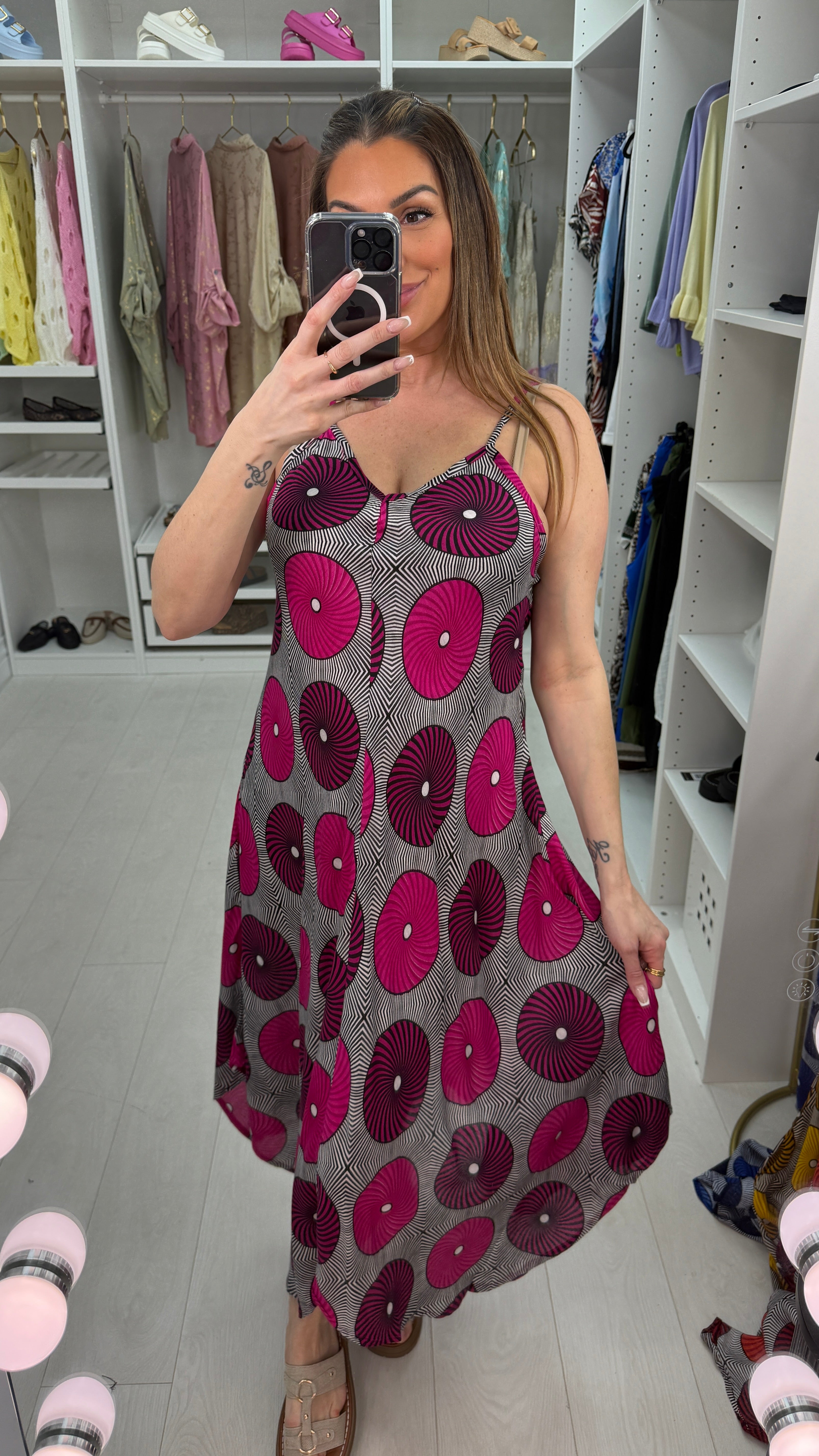 Dina Abstract Stappy Loose Fit Asymmetric Dress