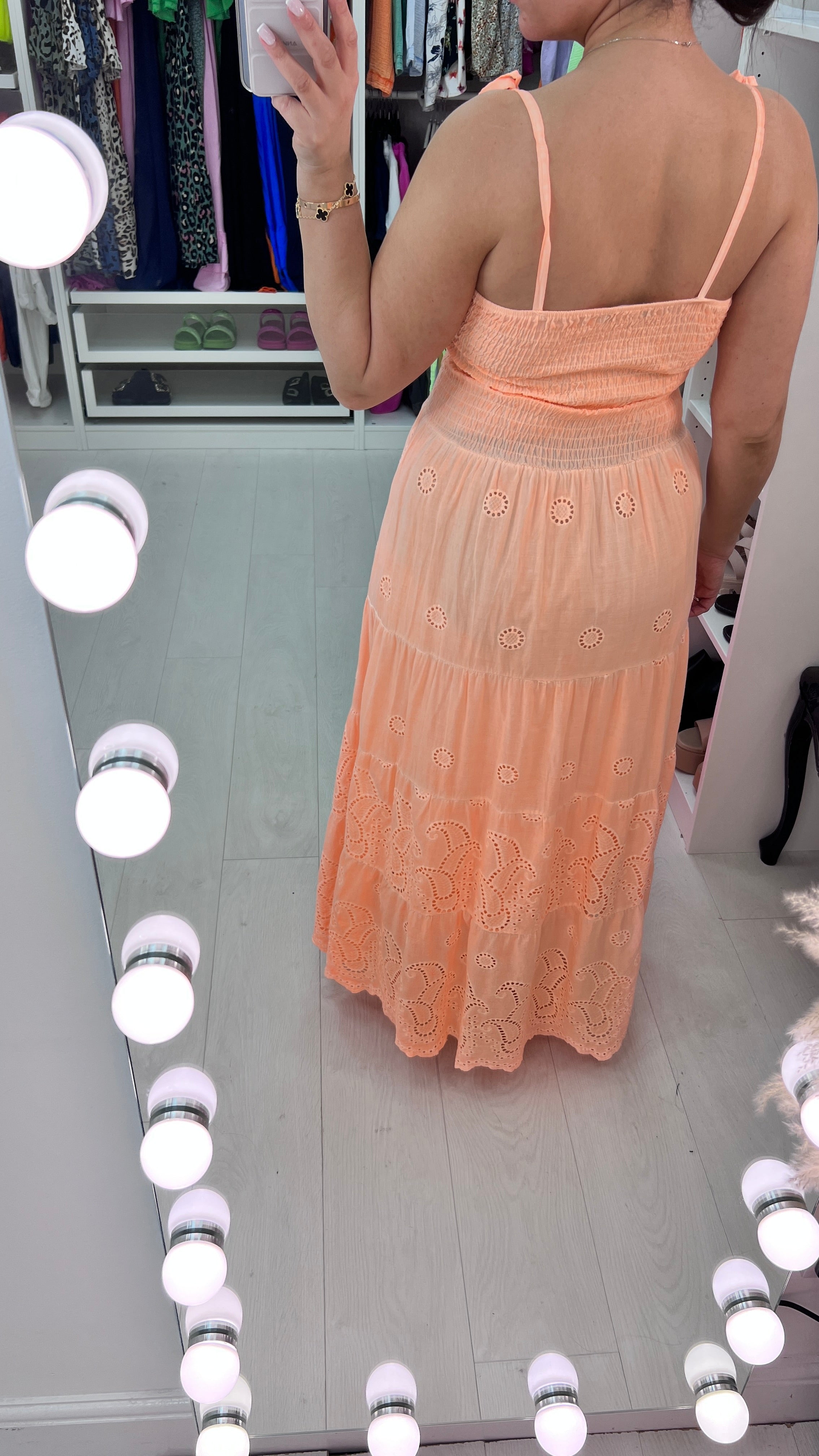 Tropicana Broderie Detail Tie Strap Maxi Dress