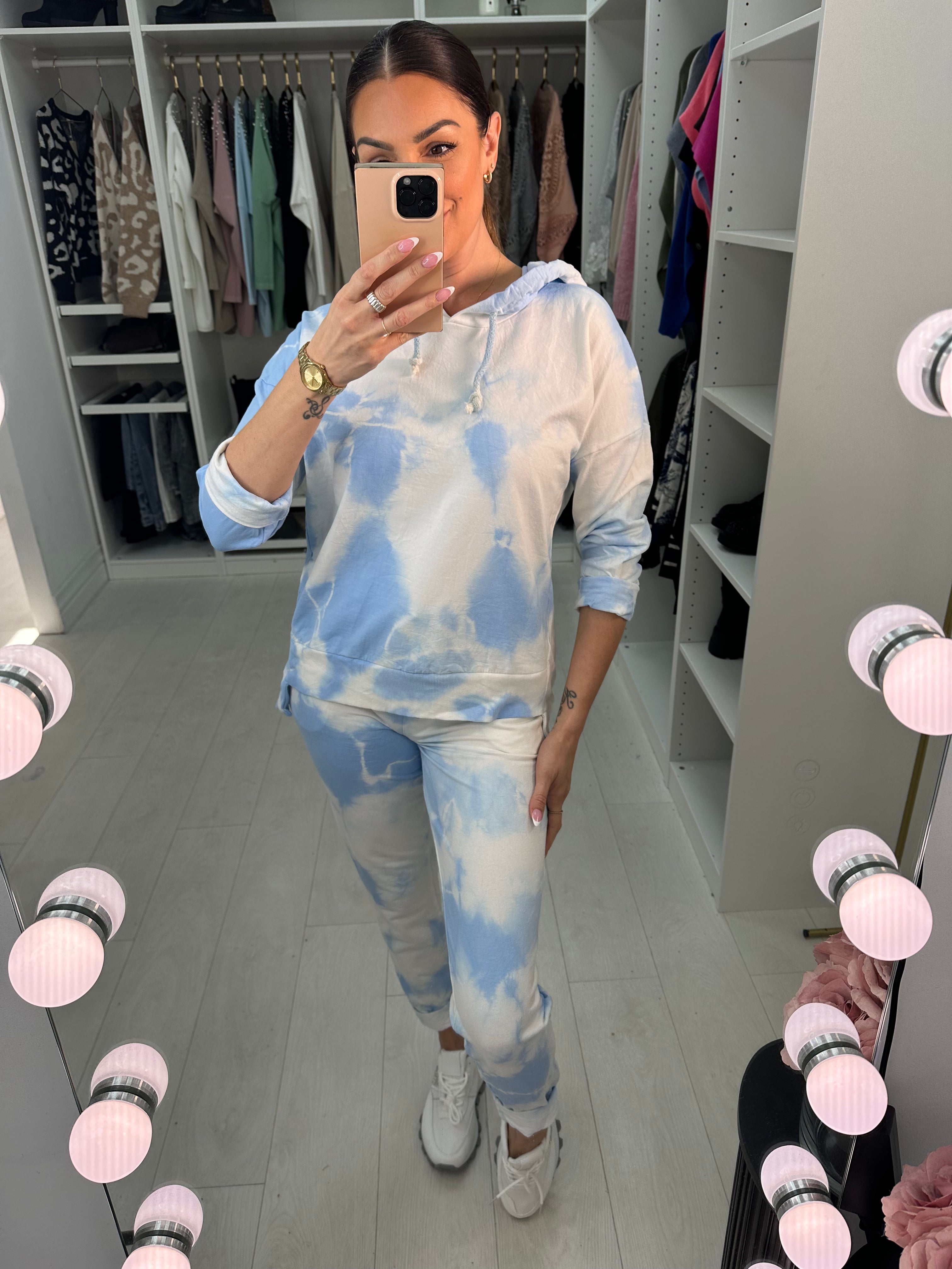 Renise Oversized Tie Dye Hooded Loungewear Set