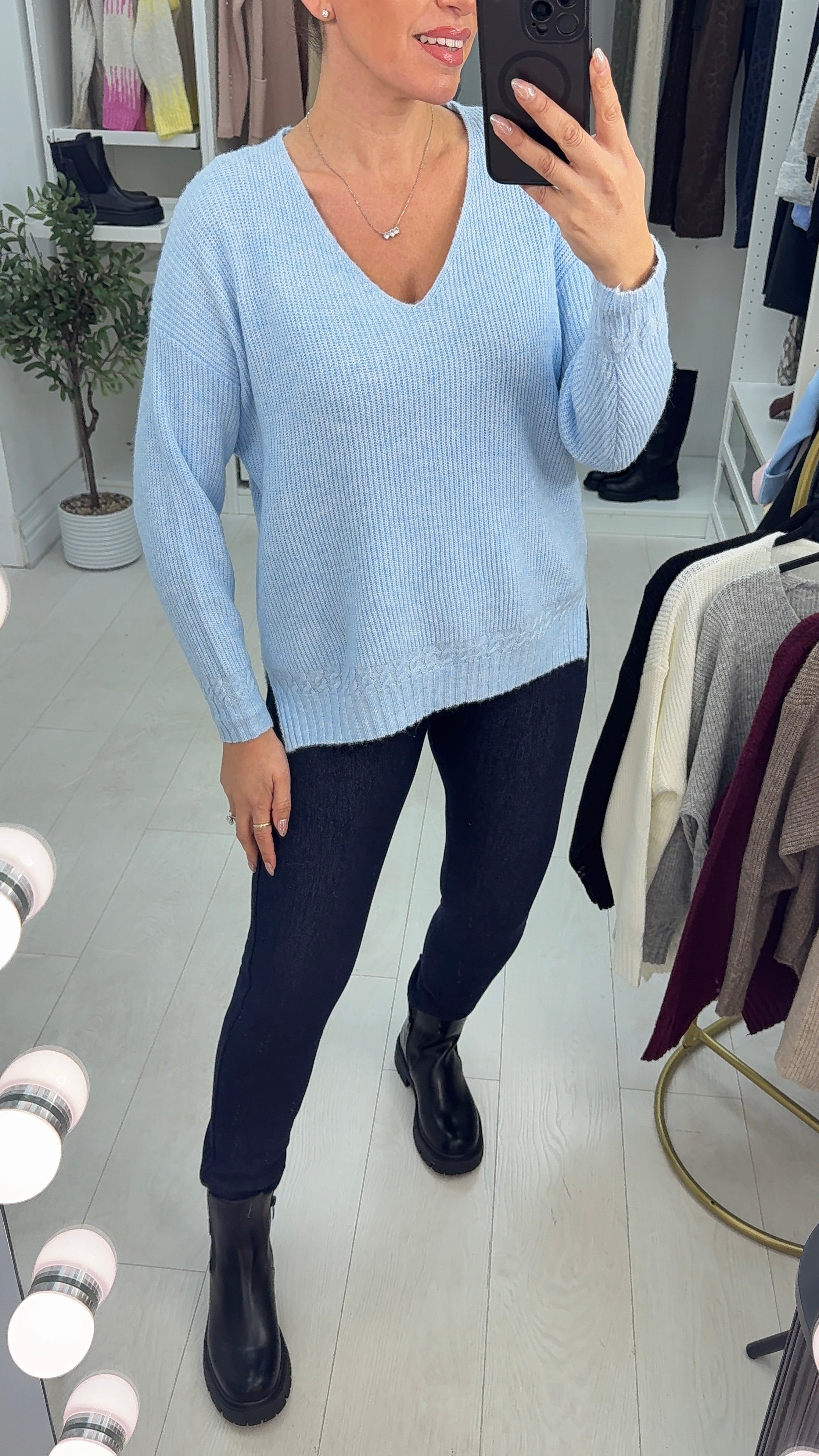 Elaina Super Soft Plain V Neck Jumper