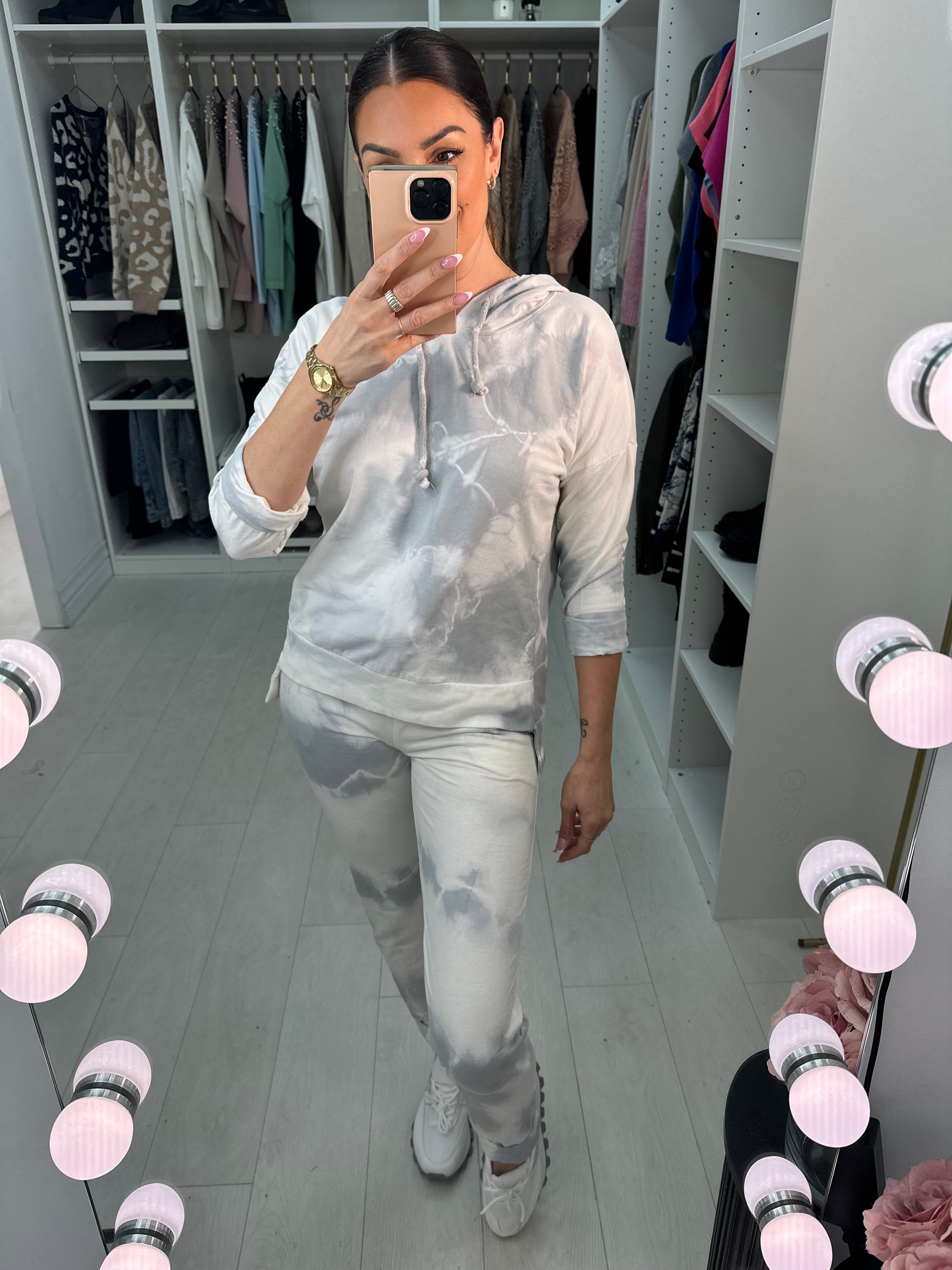 Renise Oversized Tie Dye Hooded Loungewear Set