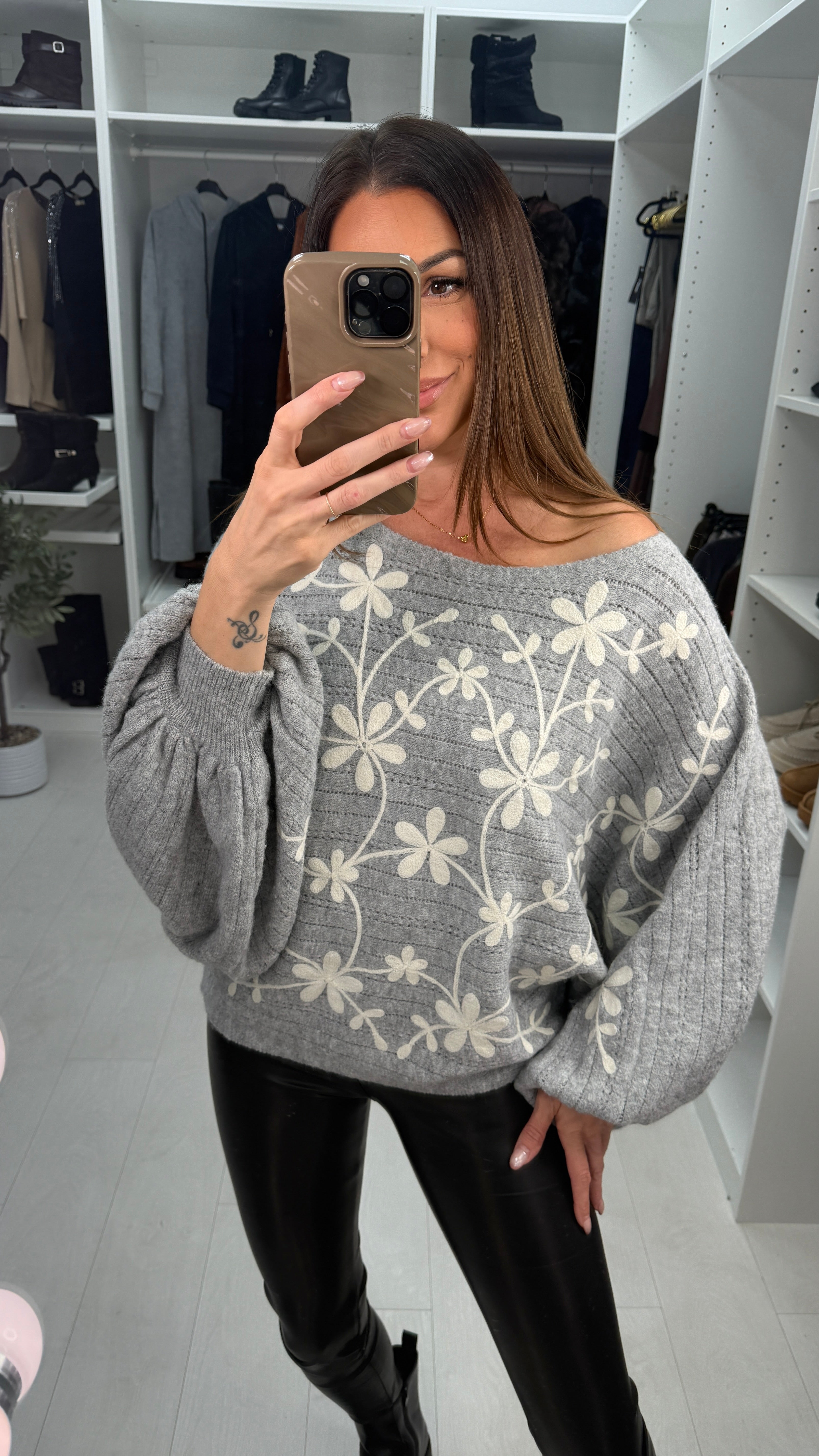 Willow Floral Pattern Ballon Sleeve Jumper