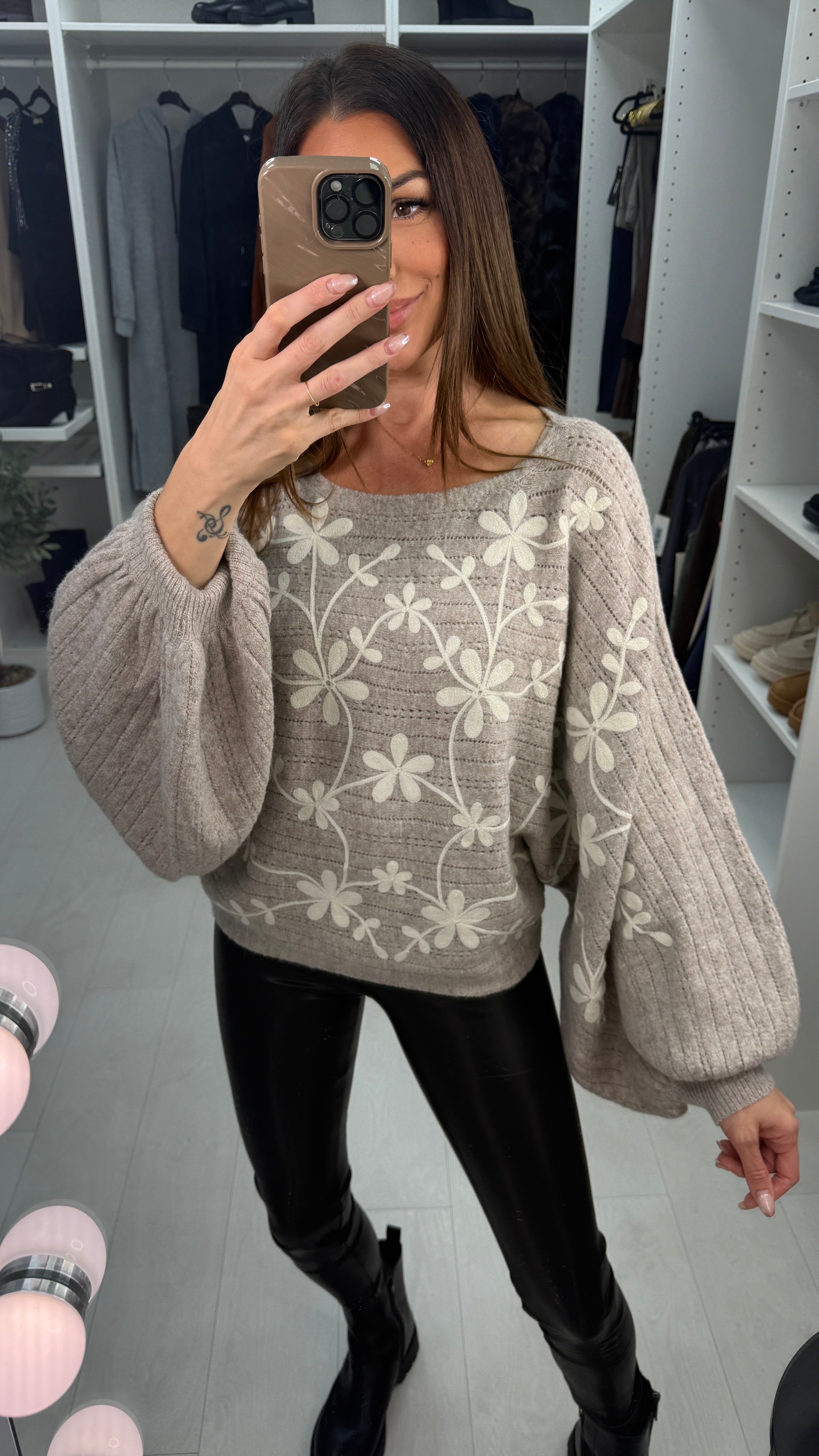 Willow Floral Pattern Ballon Sleeve Jumper