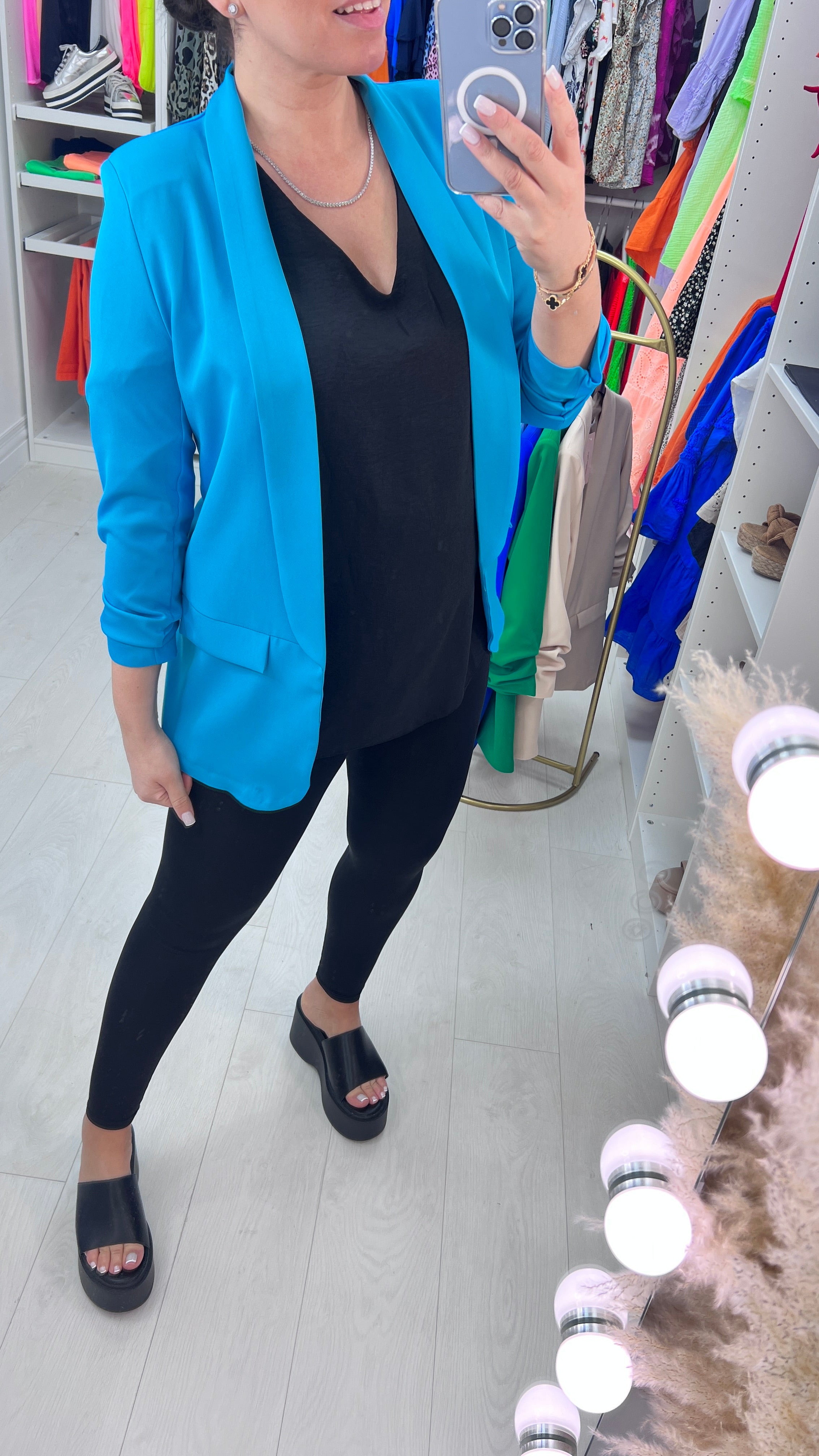 Chiquita Ruched 3/4 Sleeve Blazer